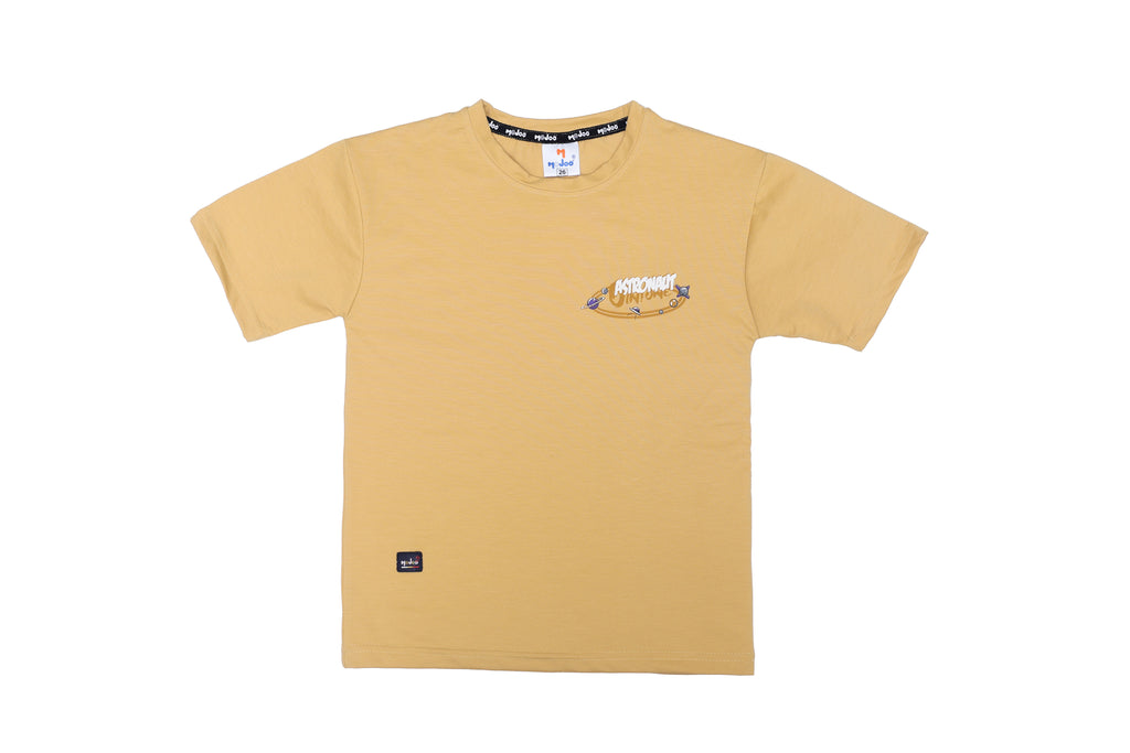 yellow boys t-shirt astronaut printed front back