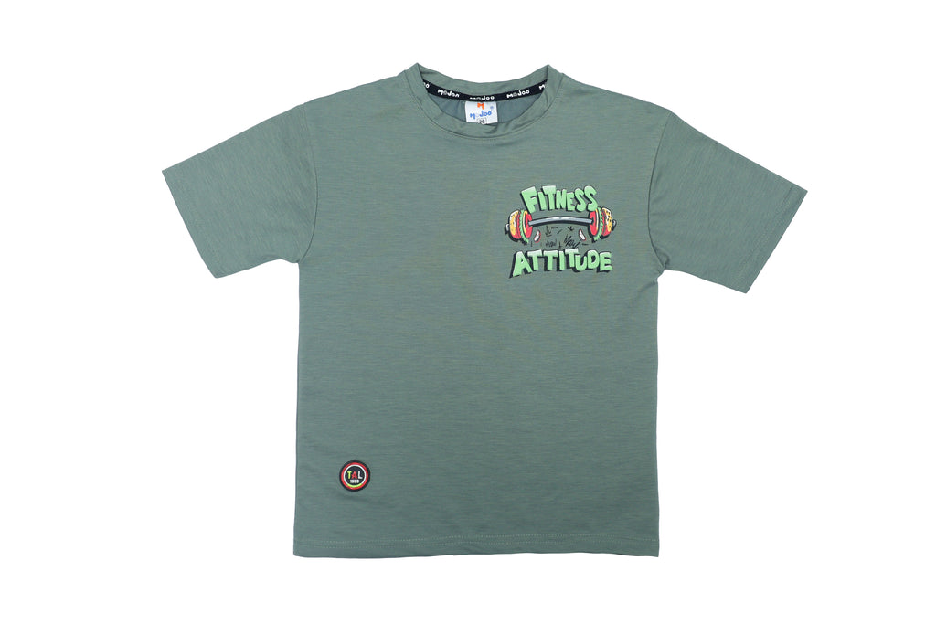 boys t-shirt green front-back printed
