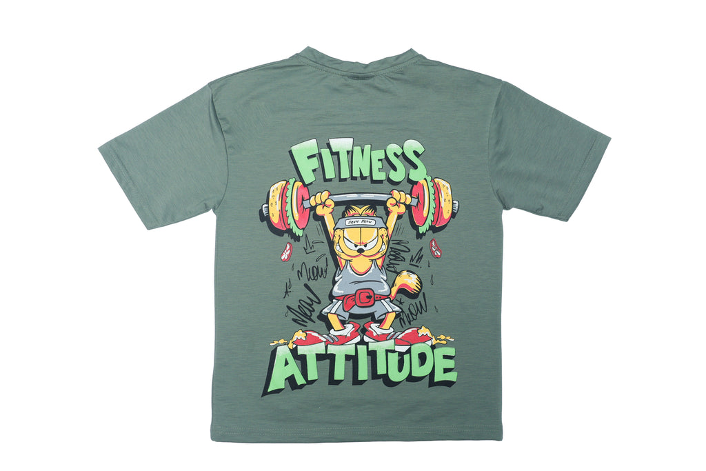 boys t-shirt green front-back printed