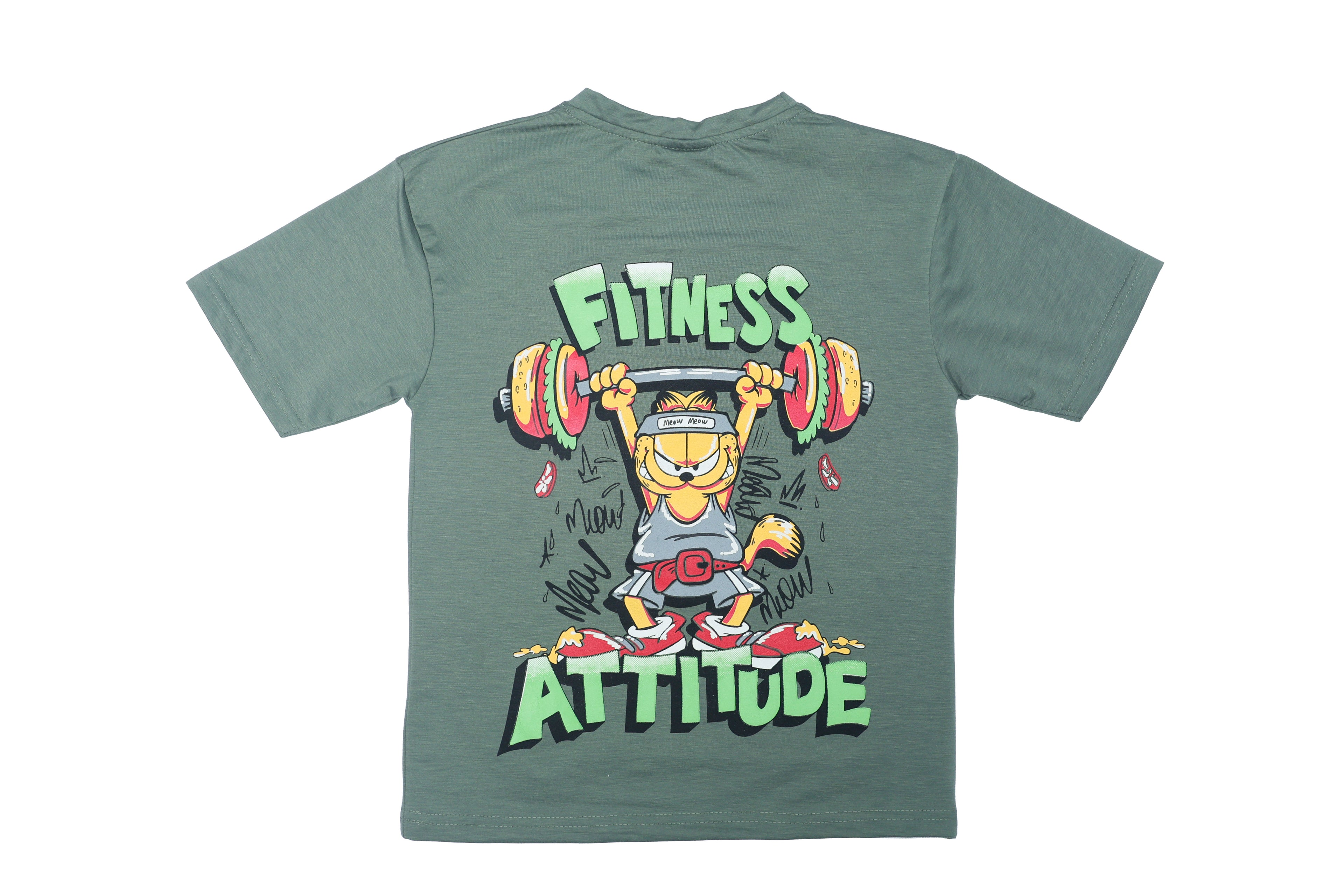 boys t-shirt green front-back printed