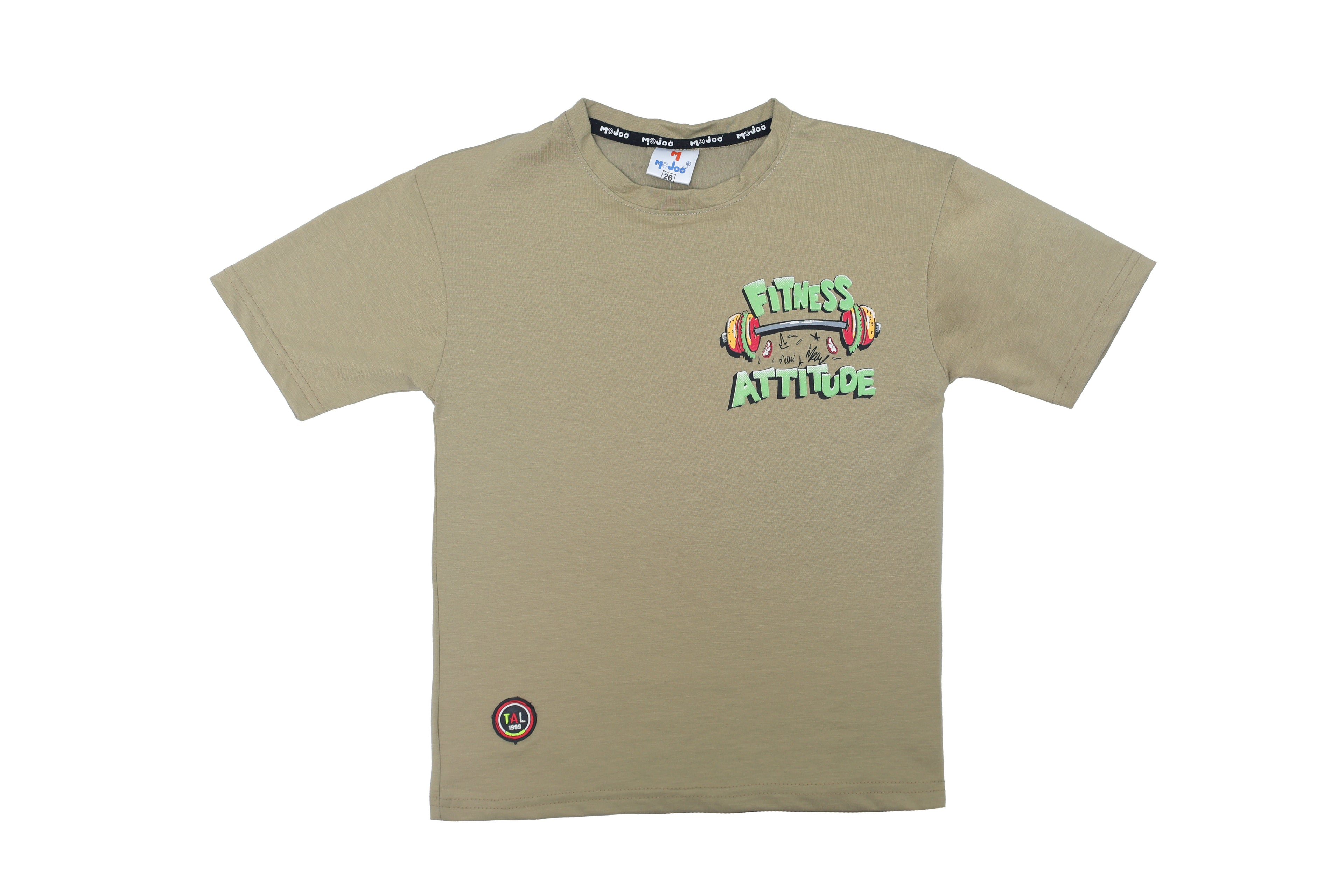 boys olive T-shirt Front-back Printed