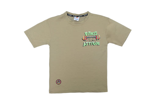 boys olive T-shirt Front-back Printed