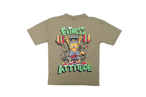 boys olive T-shirt Front-back Printed
