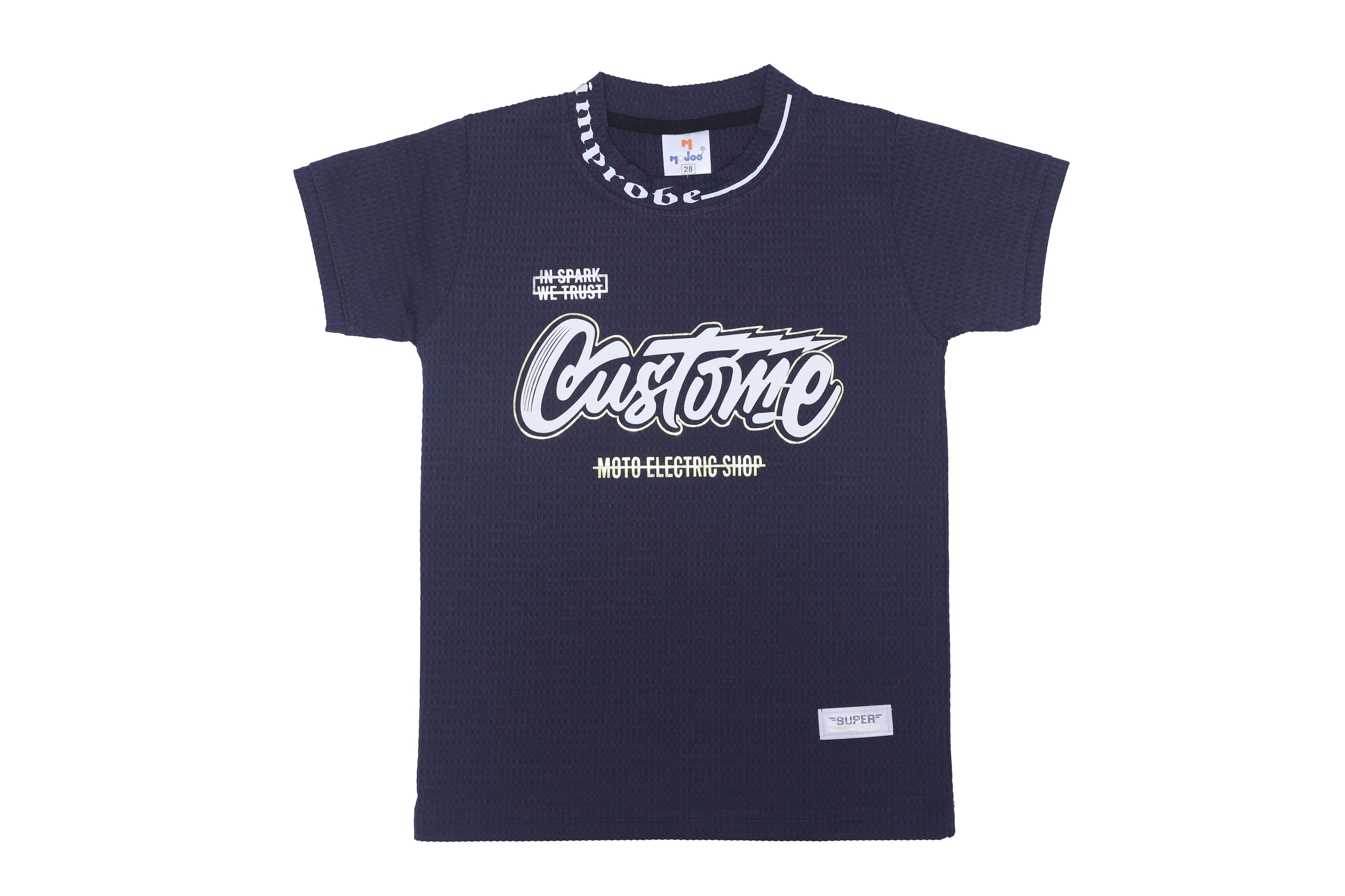 Boys Printed T-Shirt Navy Blue Cotton for kids