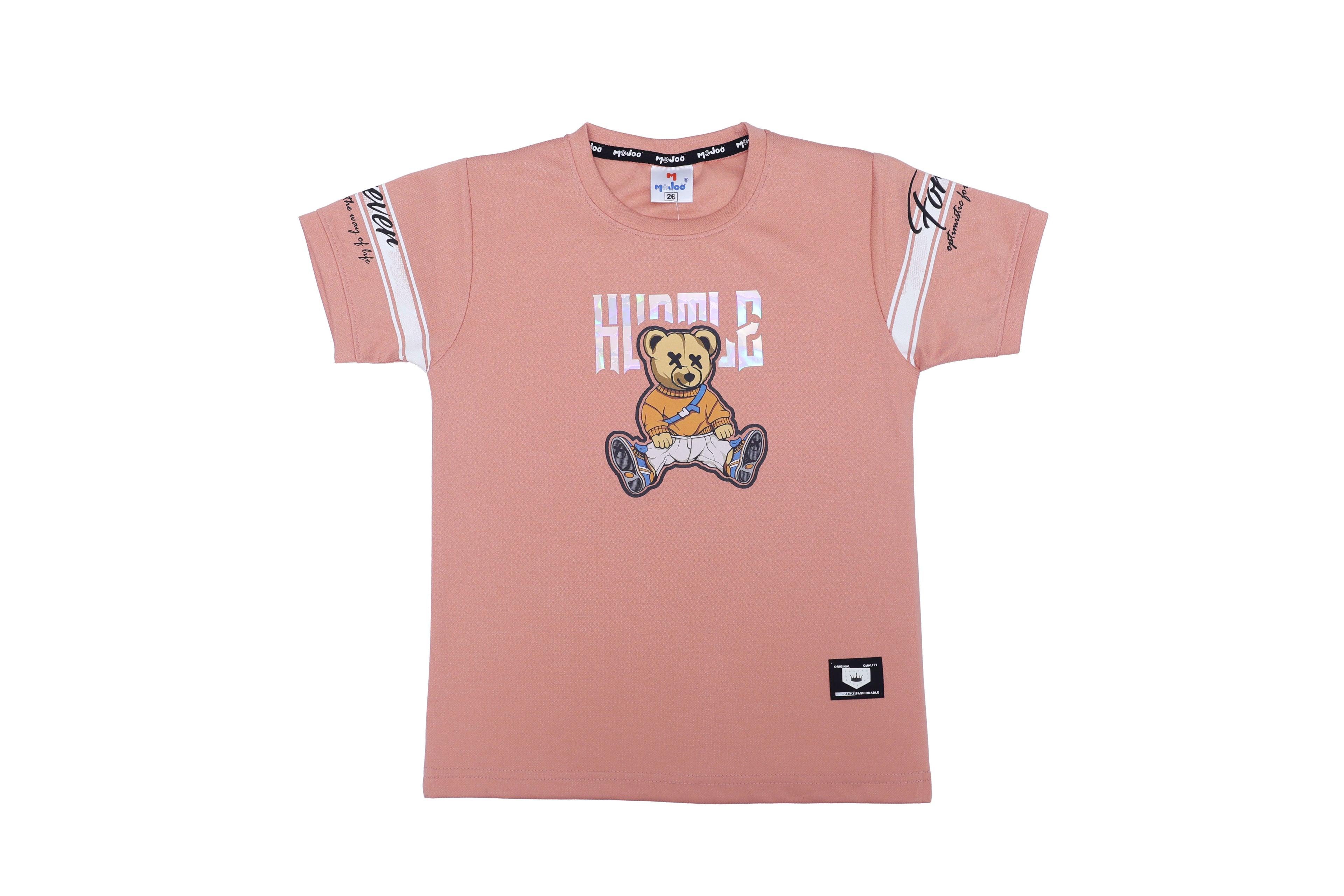 Boys Printed T-Shirt peach humble bear Cotton for kids