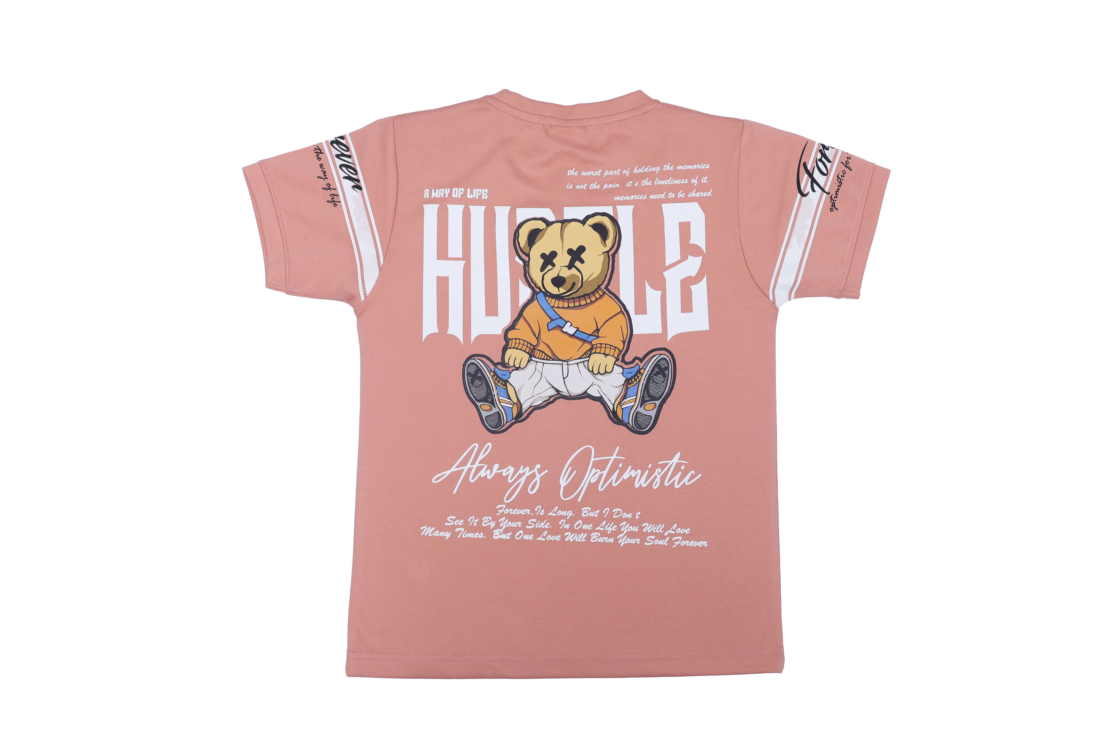 Boys Printed T-Shirt peach humble bear Cotton for kids