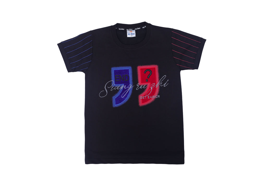 Boys Printed T-Shirt Dark blue designer Cotton for kids