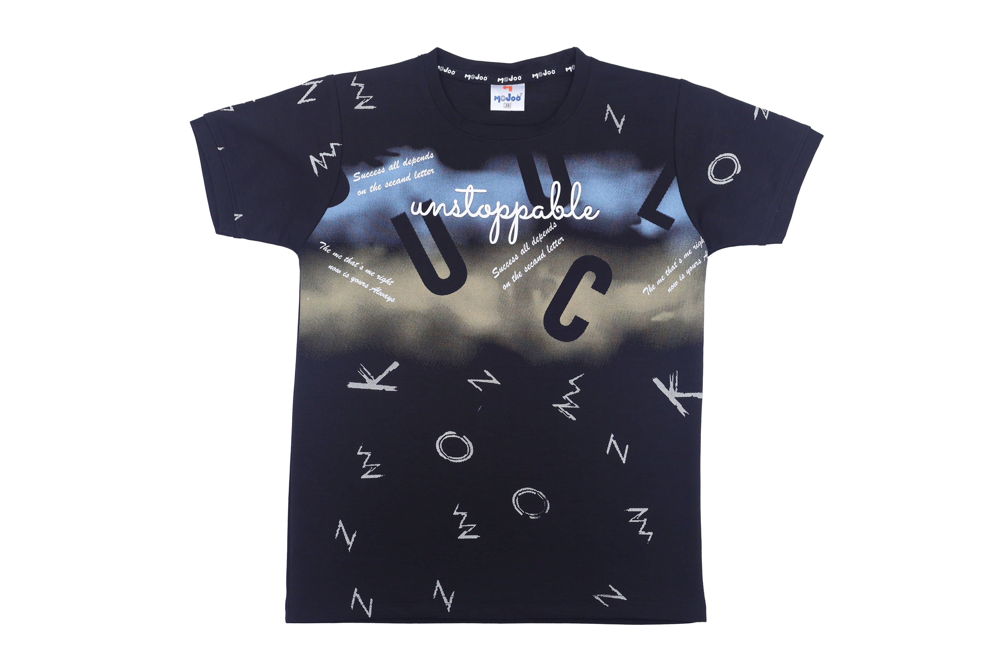 Boys Printed T-Shirt Dark blue shaded designer Cotton for kids