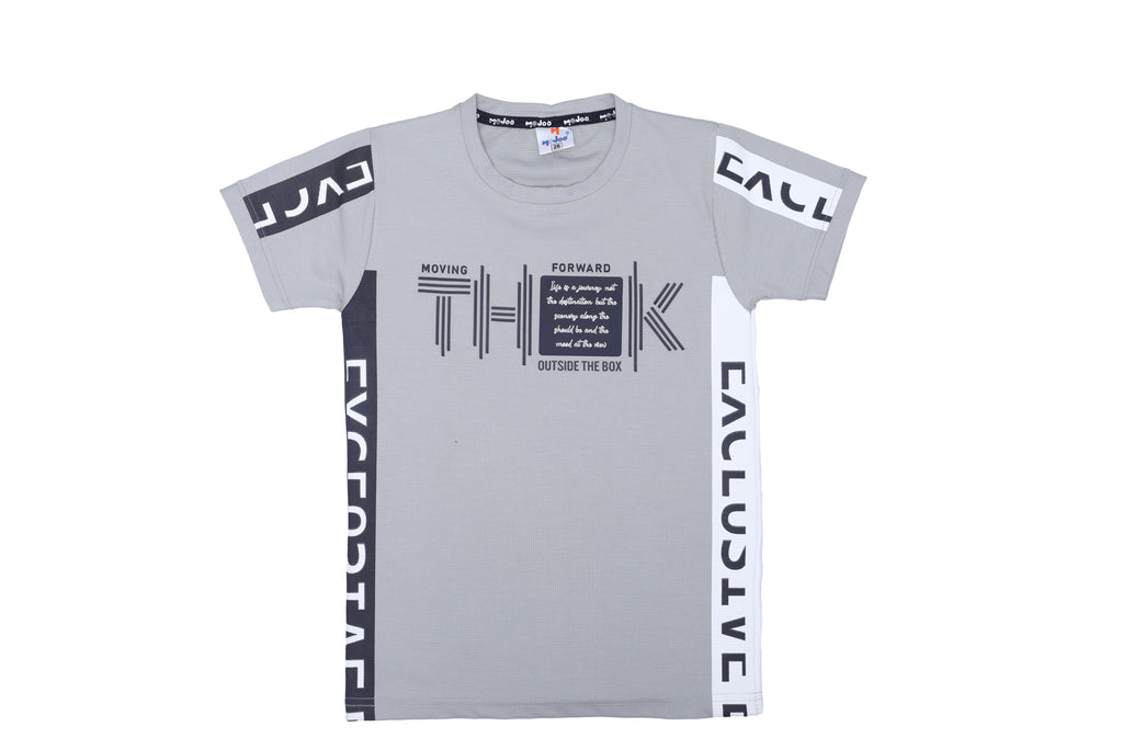 Boys Printed T-Shirt grey designer print Cotton for kids