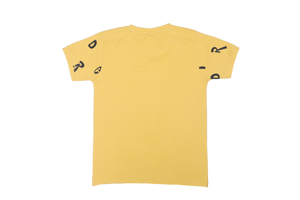 Boys Printed T-Shirt yellow designer print Cotton for kids