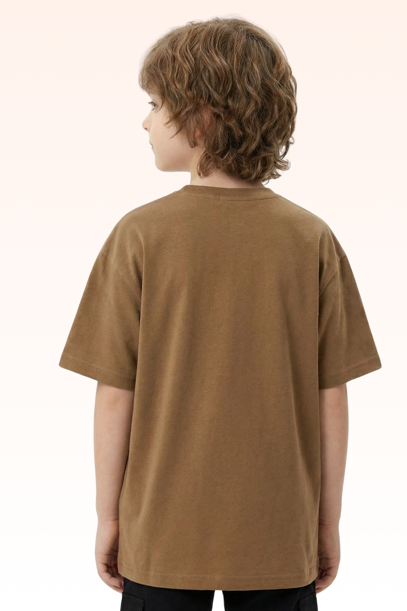 Oversize Brown Graphic Print T-shirt for Boys