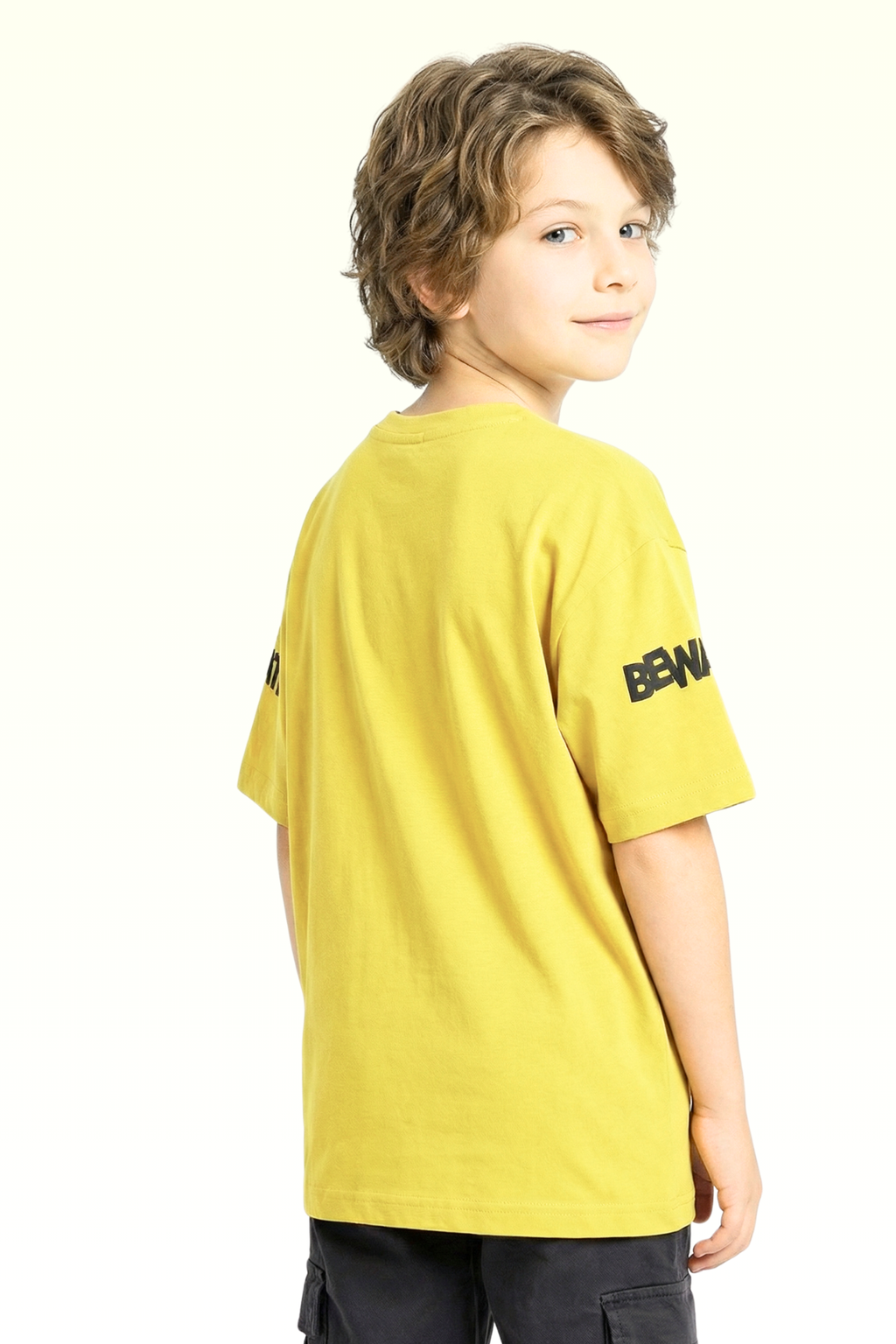 Oversize Yellow Graphic Printed T-shirt for Boys