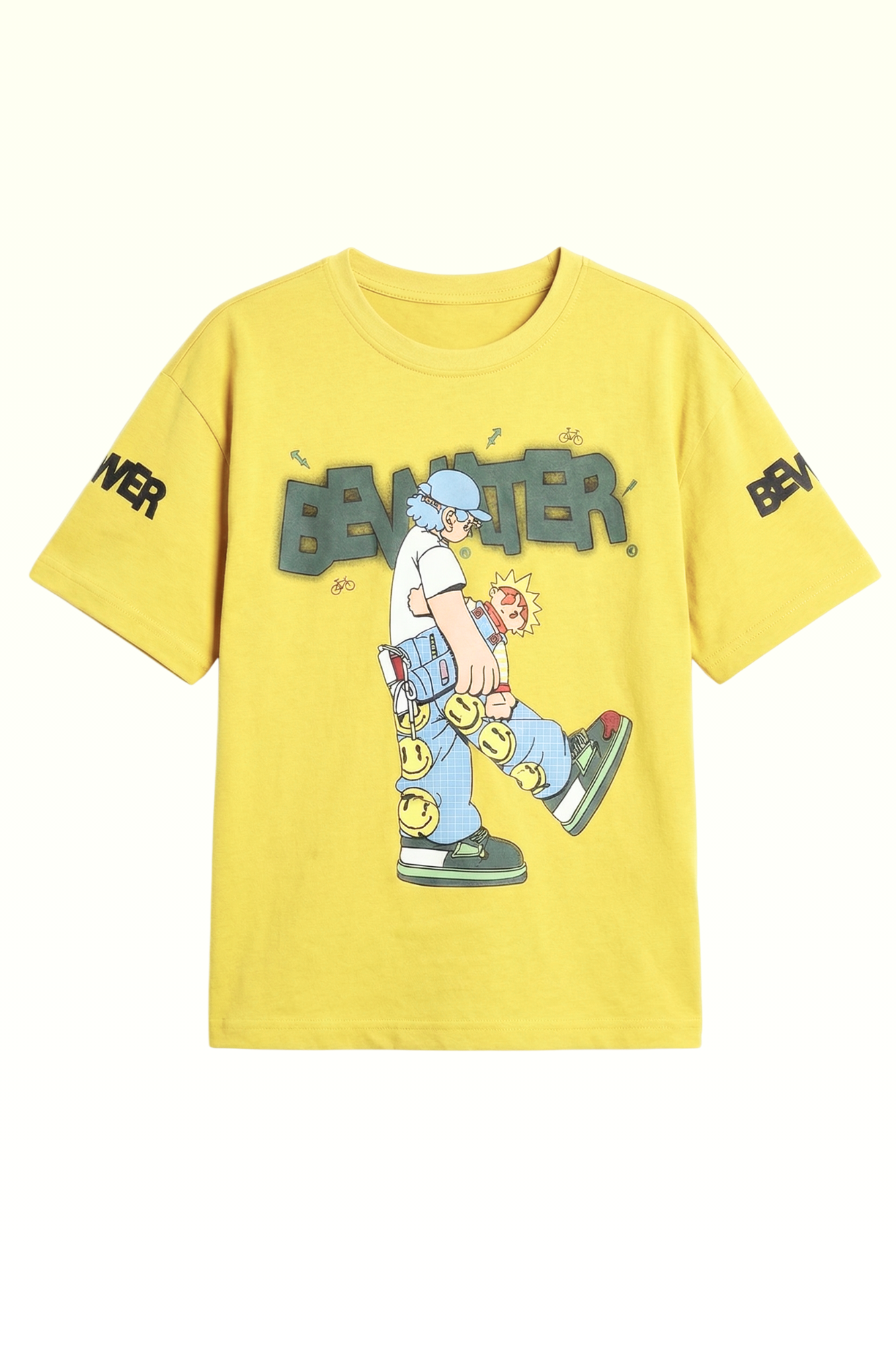 Oversize Yellow Graphic Printed T-shirt for Boys