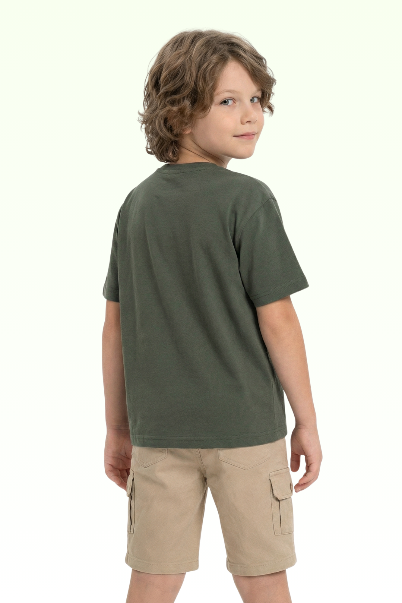 Oversize Dark Green Printed T-shirt for Boys