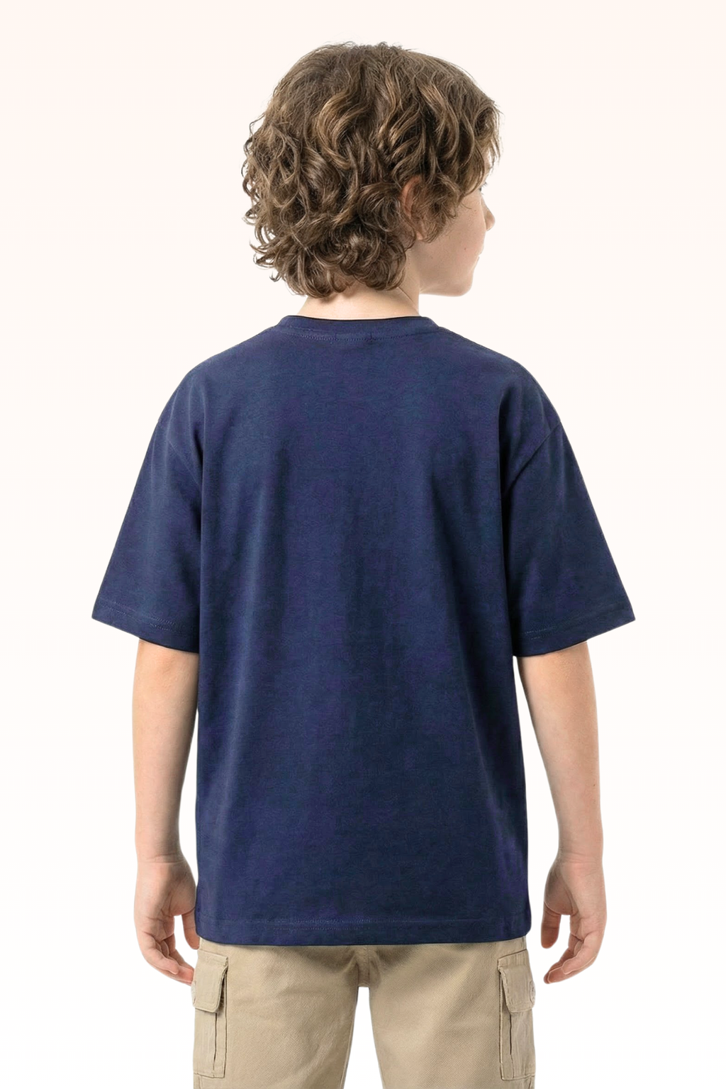 Oversize Dark Blue Animated Print T-shirt for Boys