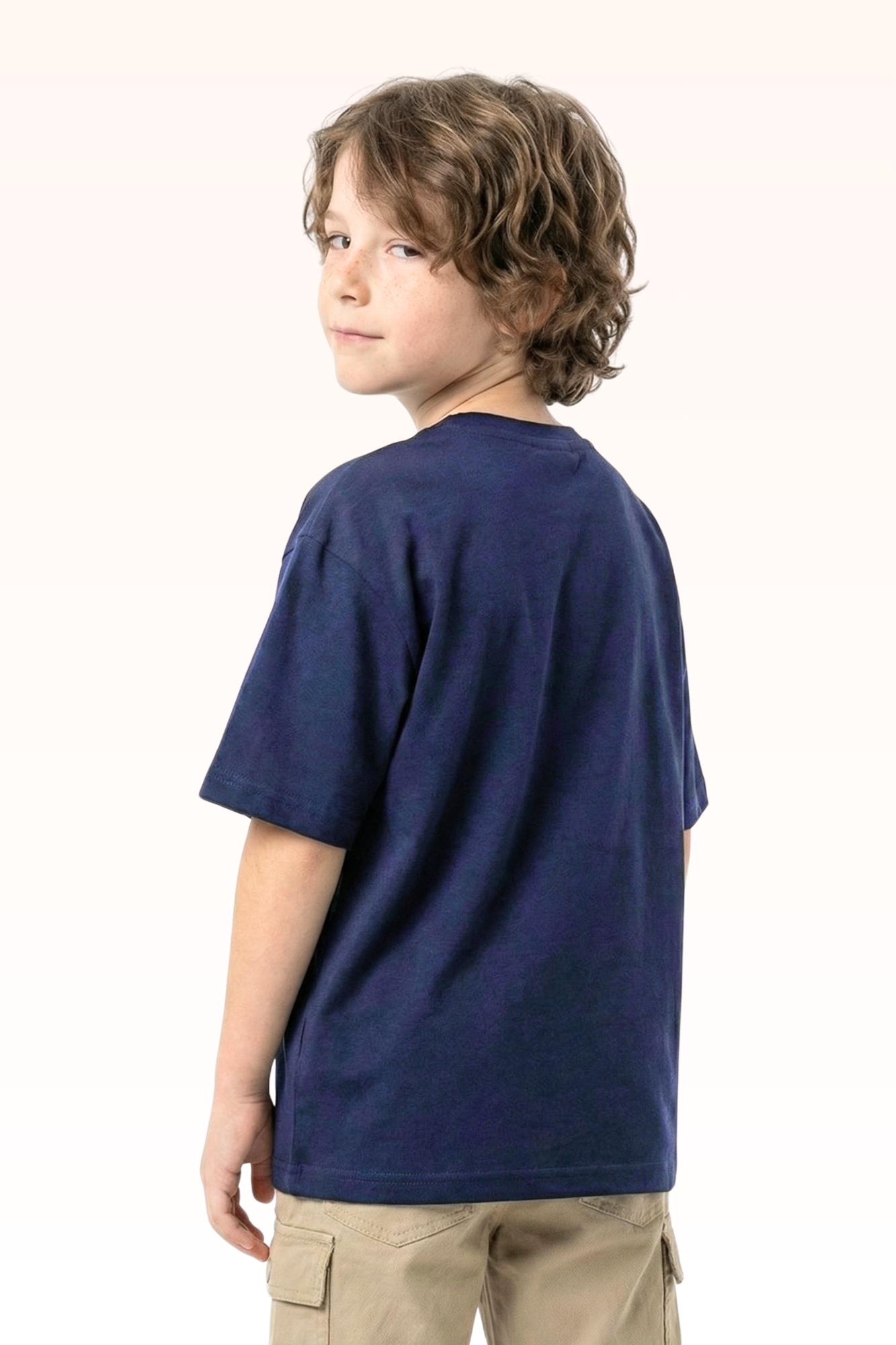 Oversize Dark Blue Animated Print T-shirt for Boys