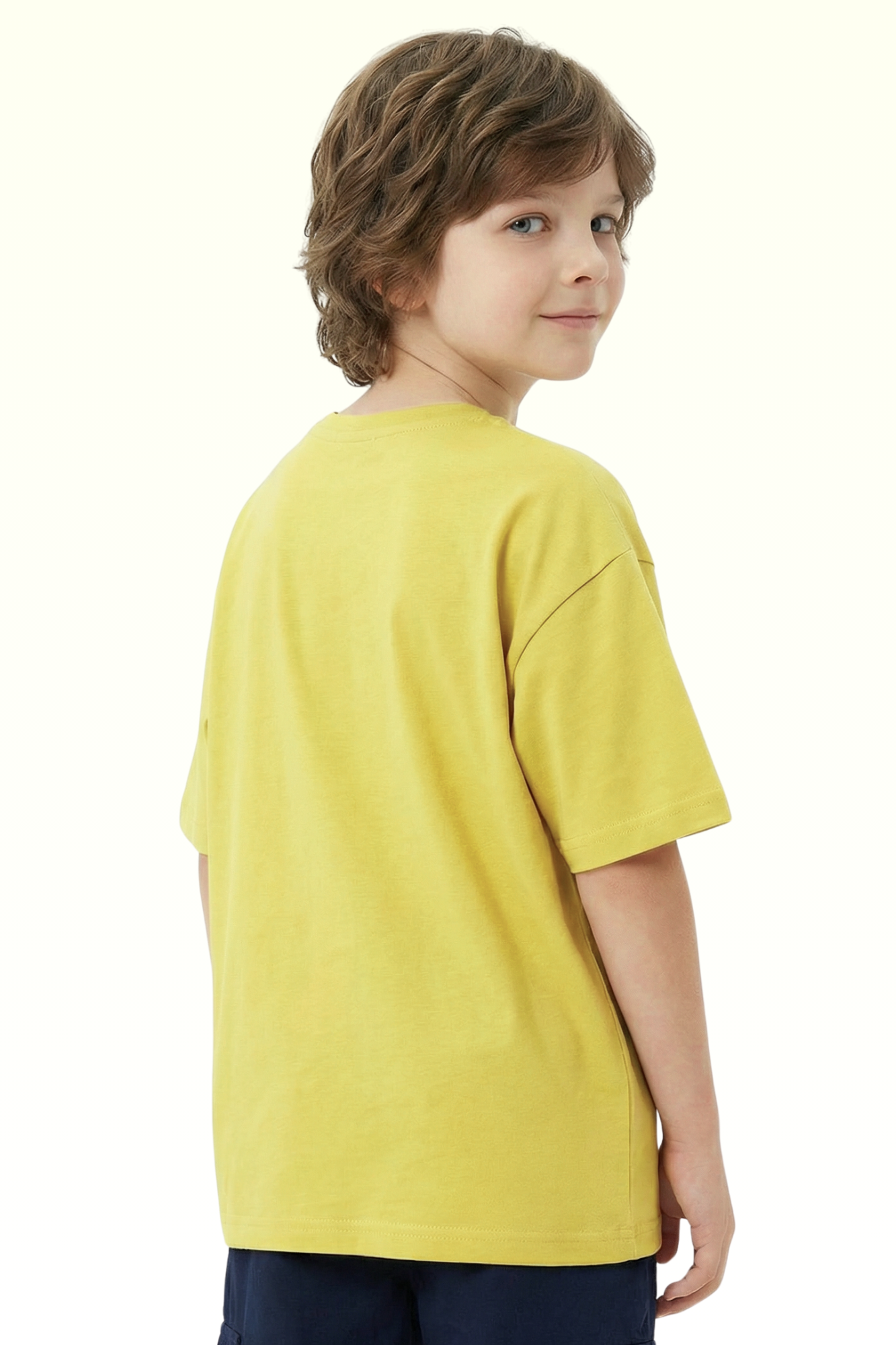 Oversize Yellow Continent Printed T-shirt for Boys