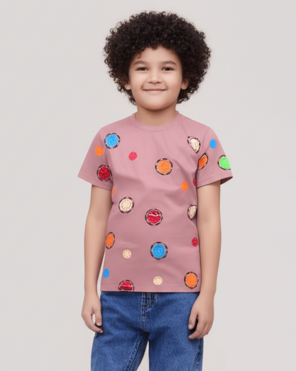 Boys Printed T-Shirt multicolour designer print Cotton for kids pink
