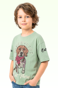 Oversize Green Dog Printed T-shirt for Boys