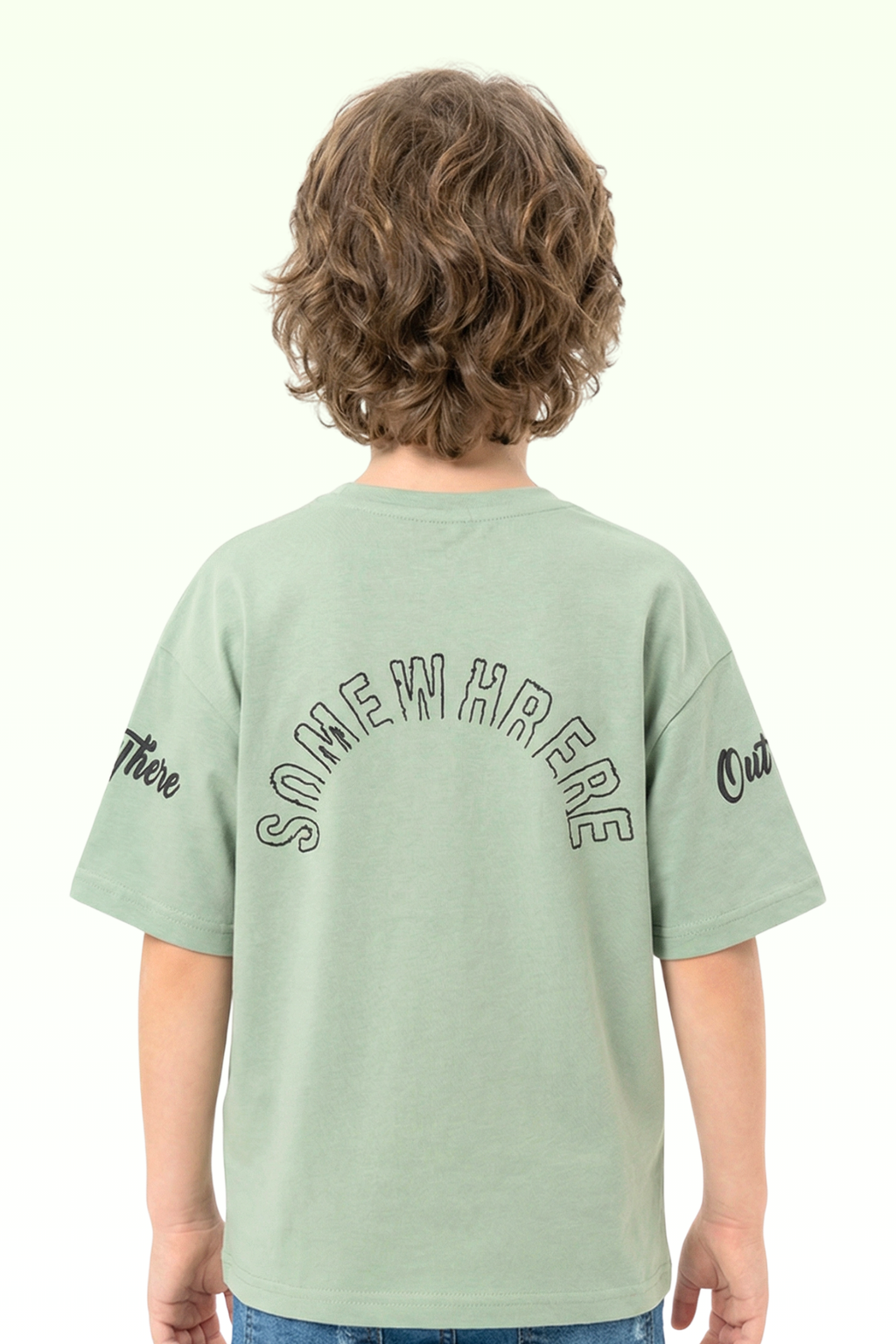 Oversize Green Dog Printed T-shirt for Boys