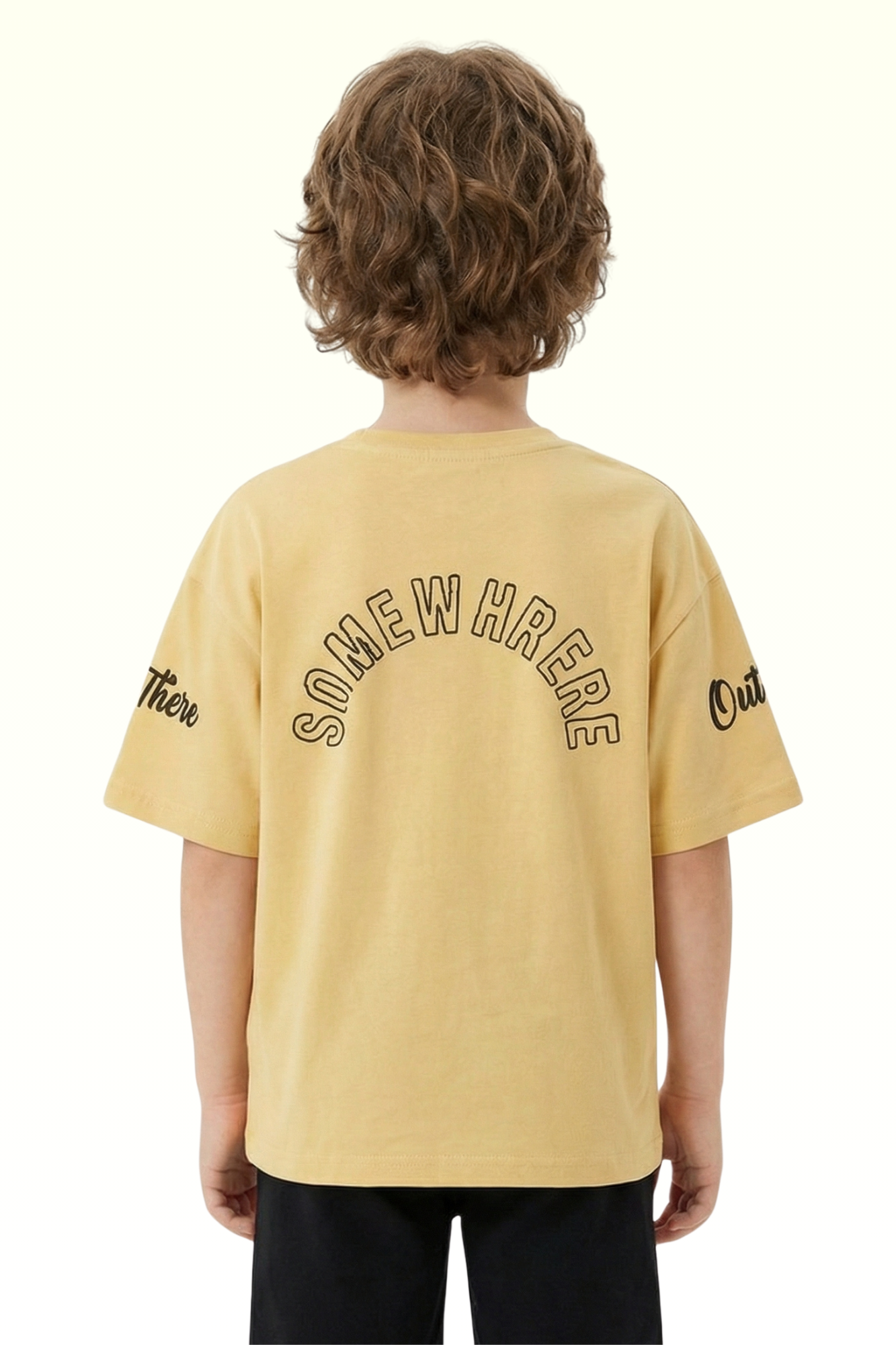 Oversize Beige Dog Printed T-shirt for Boys