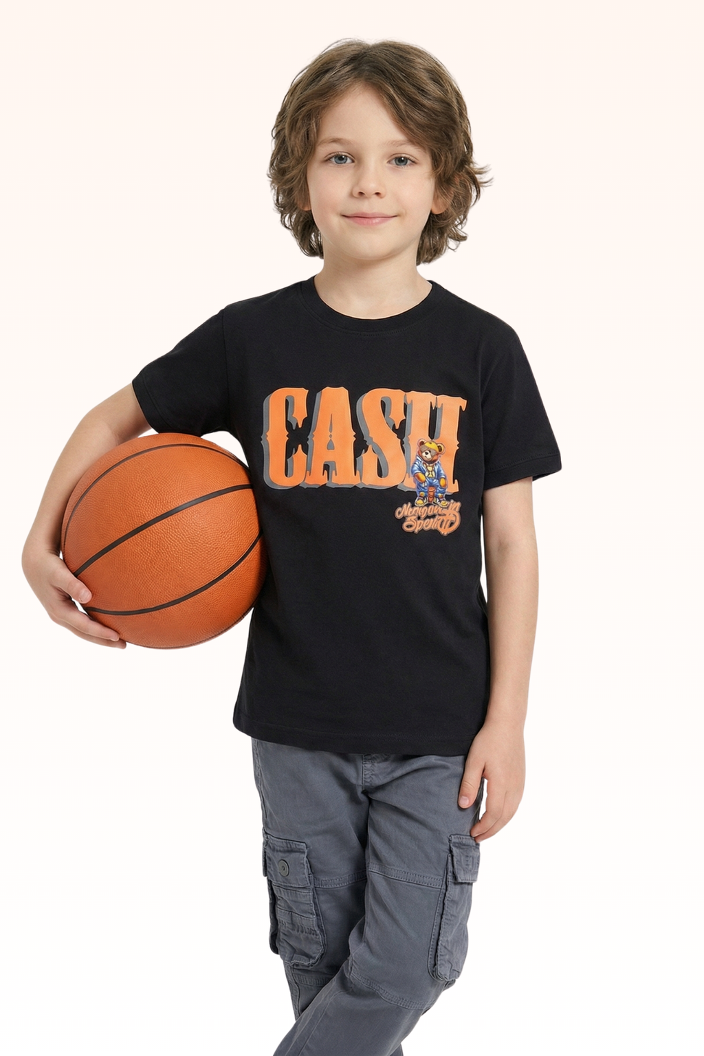 Black Cash Printed T-shirt for Boys