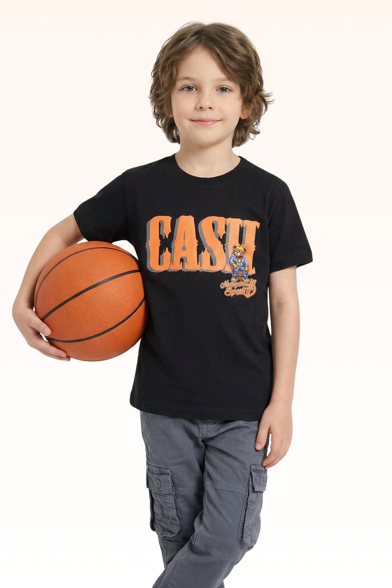 Black Cash Printed T-shirt for Boys