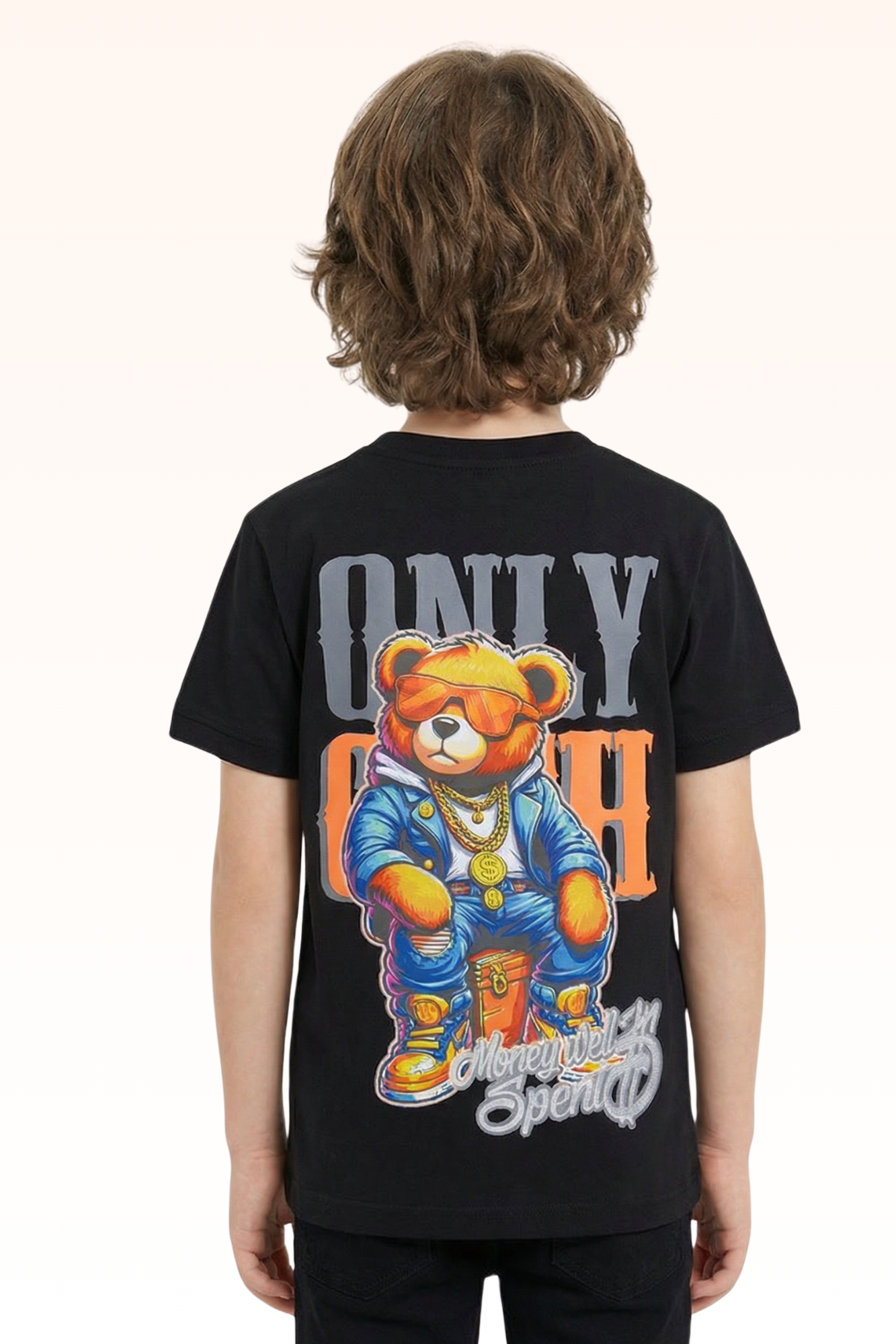 Black Cash Printed T-shirt for Boys
