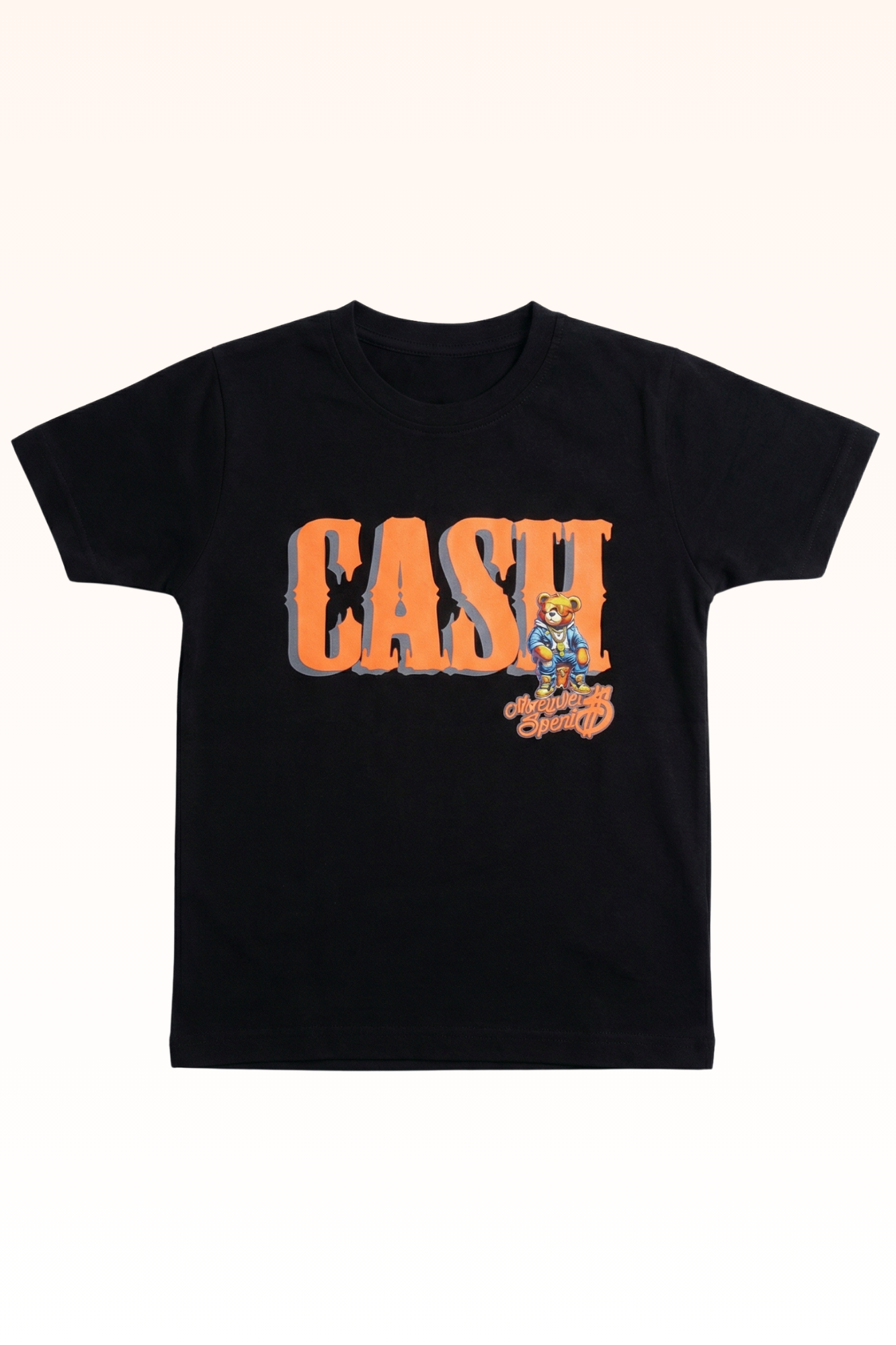 Black Cash Printed T-shirt for Boys