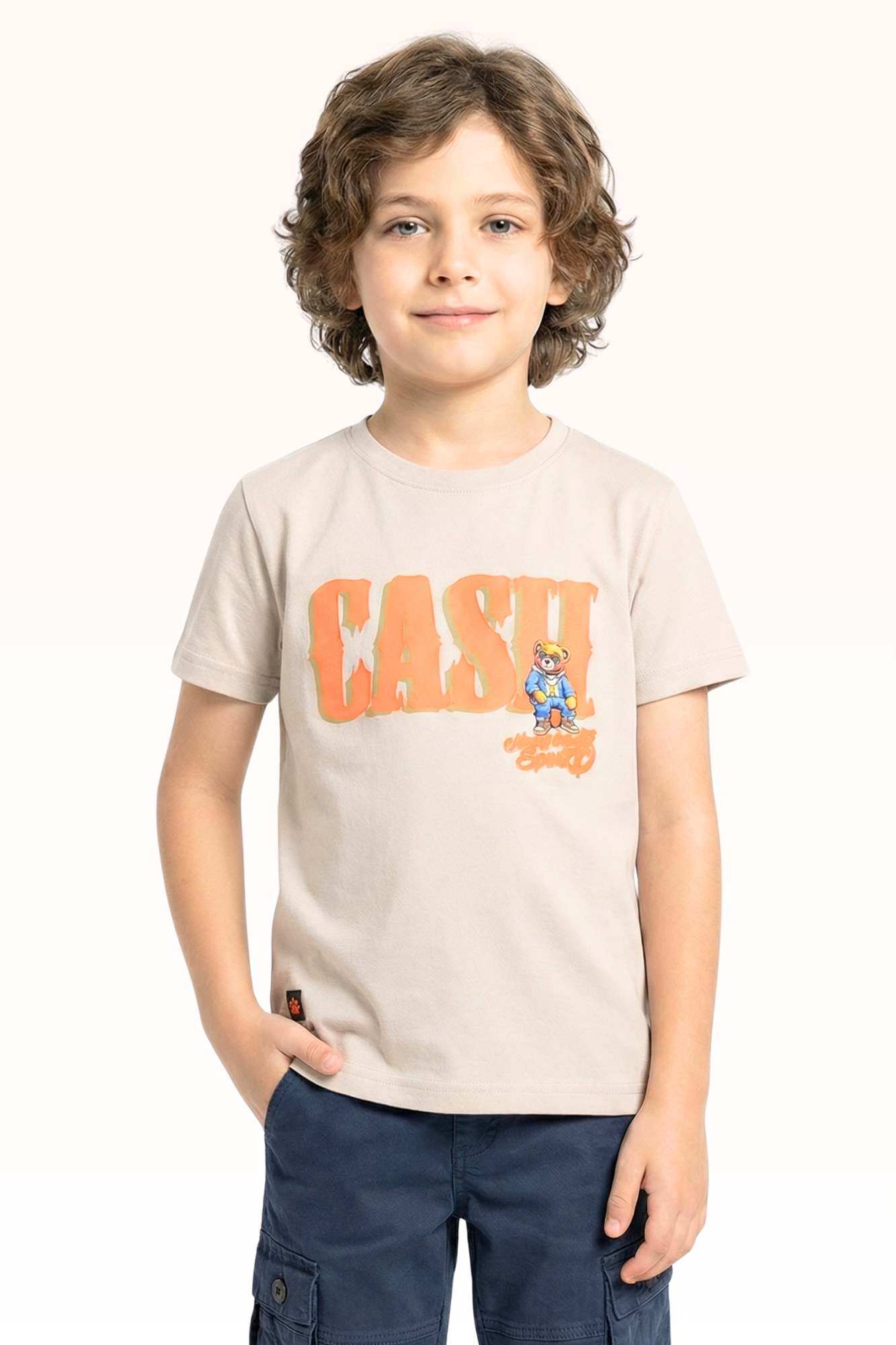 Off White Cash Printed T-shirt for Boys