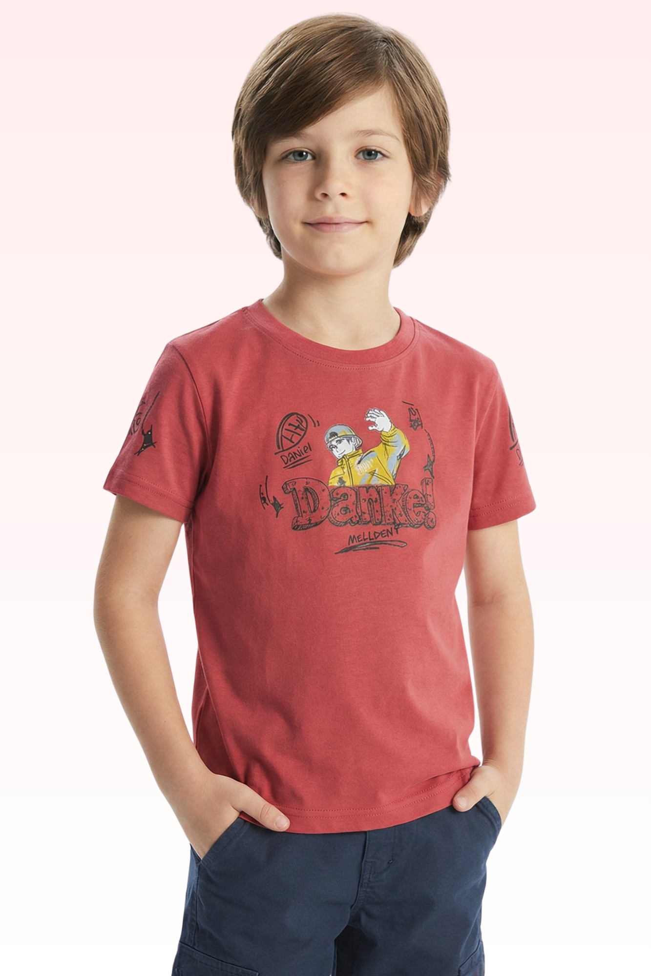 Carrot Red Printed T-shirt for Boys