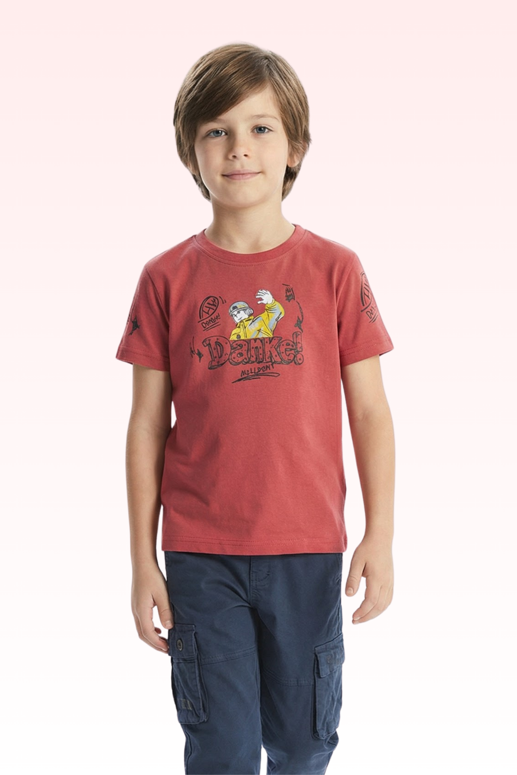 Carrot Red Printed T-shirt for Boys