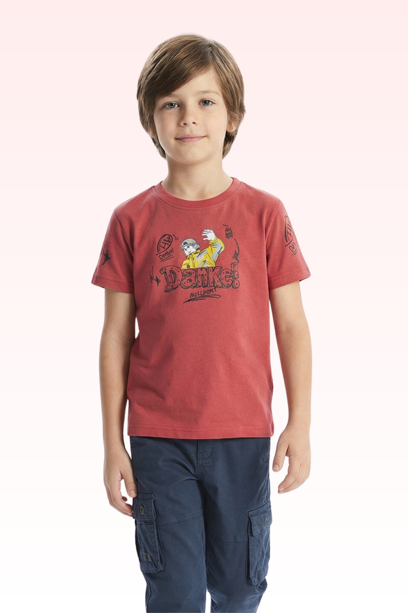 Carrot Red Printed T-shirt for Boys