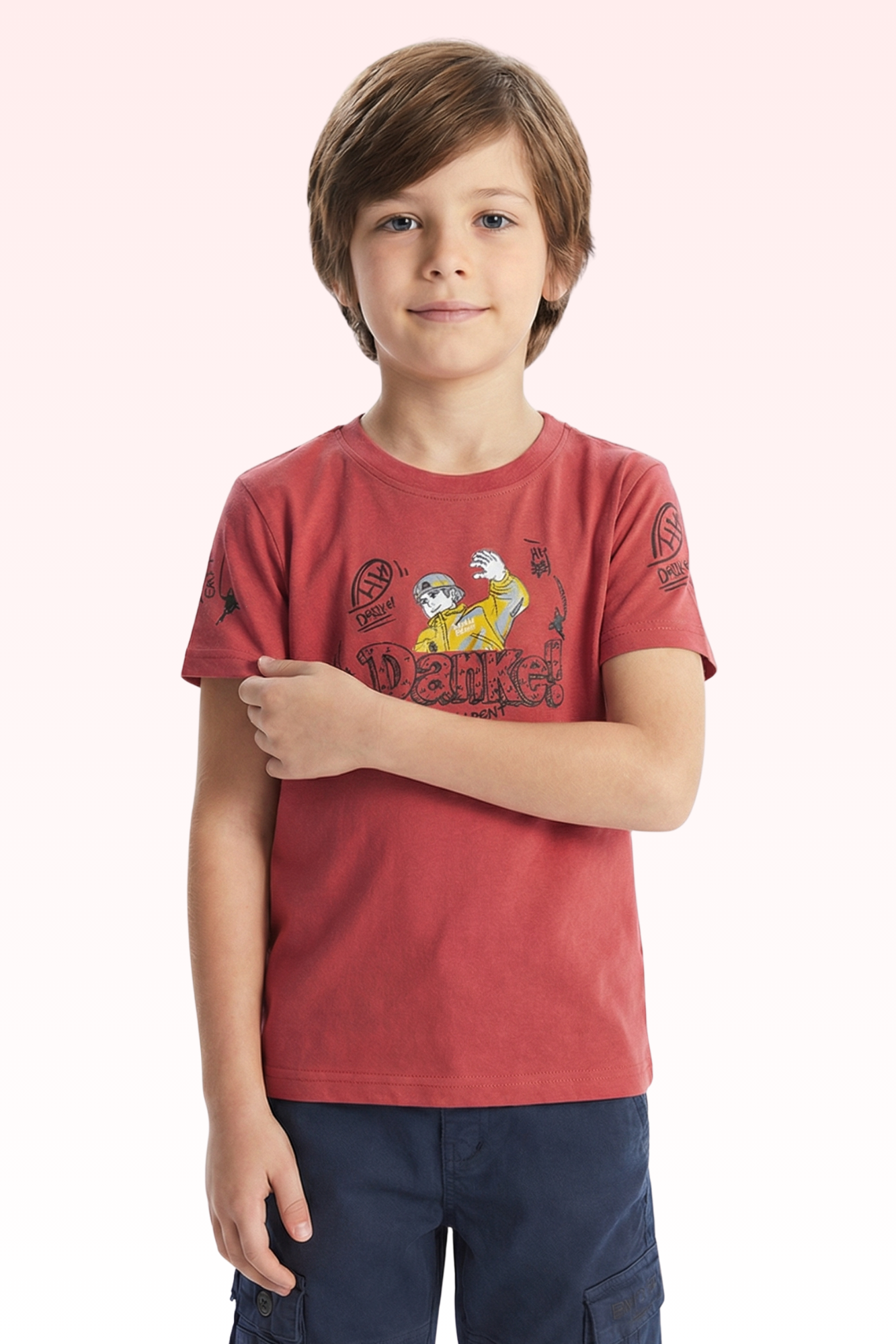 Carrot Red Printed T-shirt for Boys