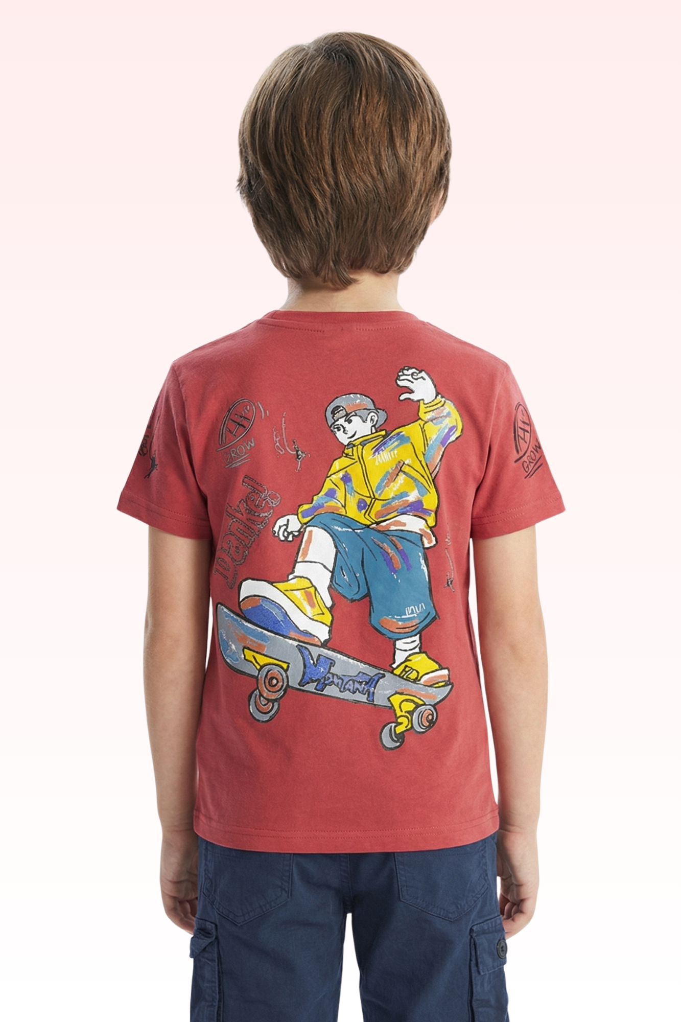 Carrot Red Printed T-shirt for Boys