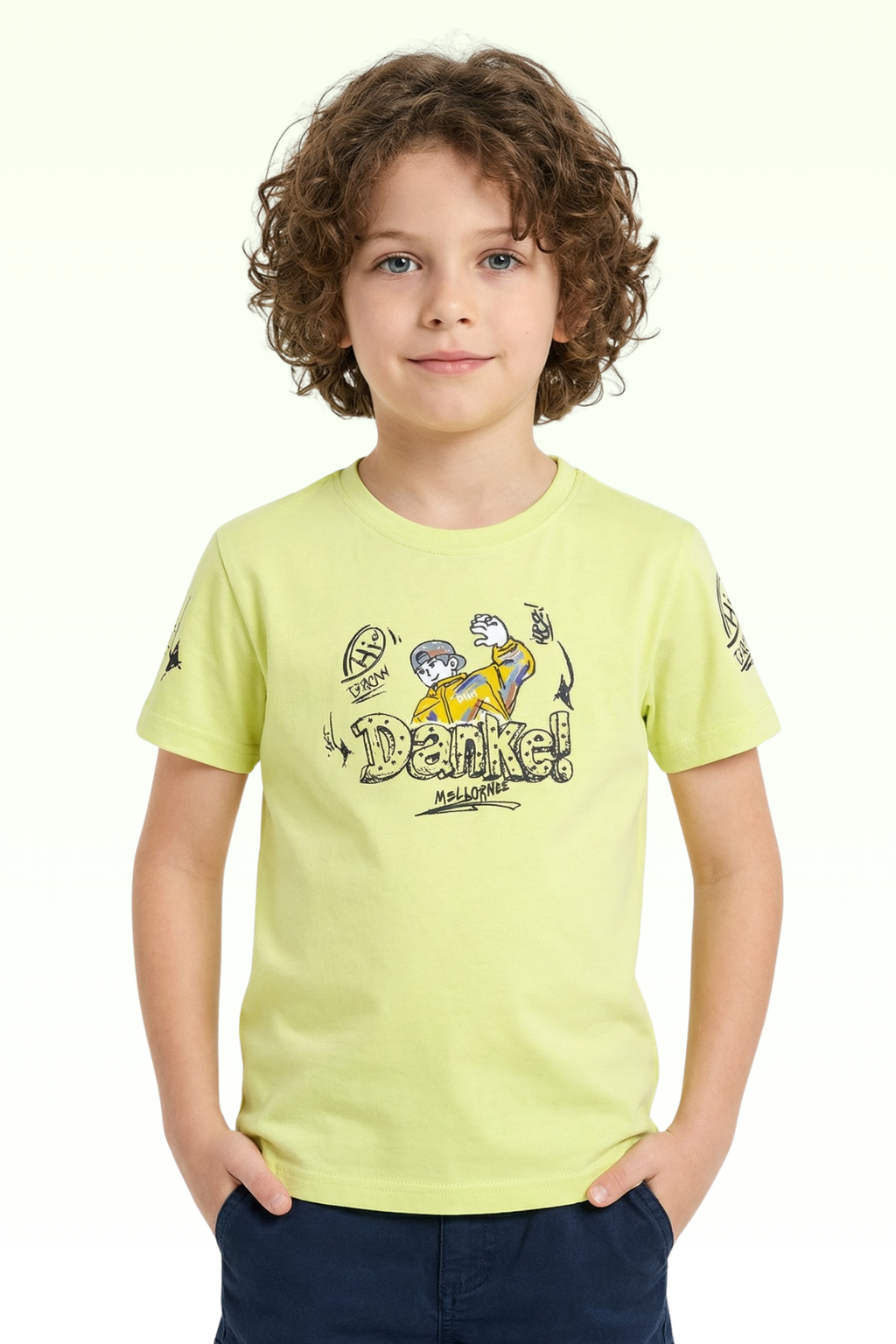 Neon Yellow Printed T-shirt for Boys