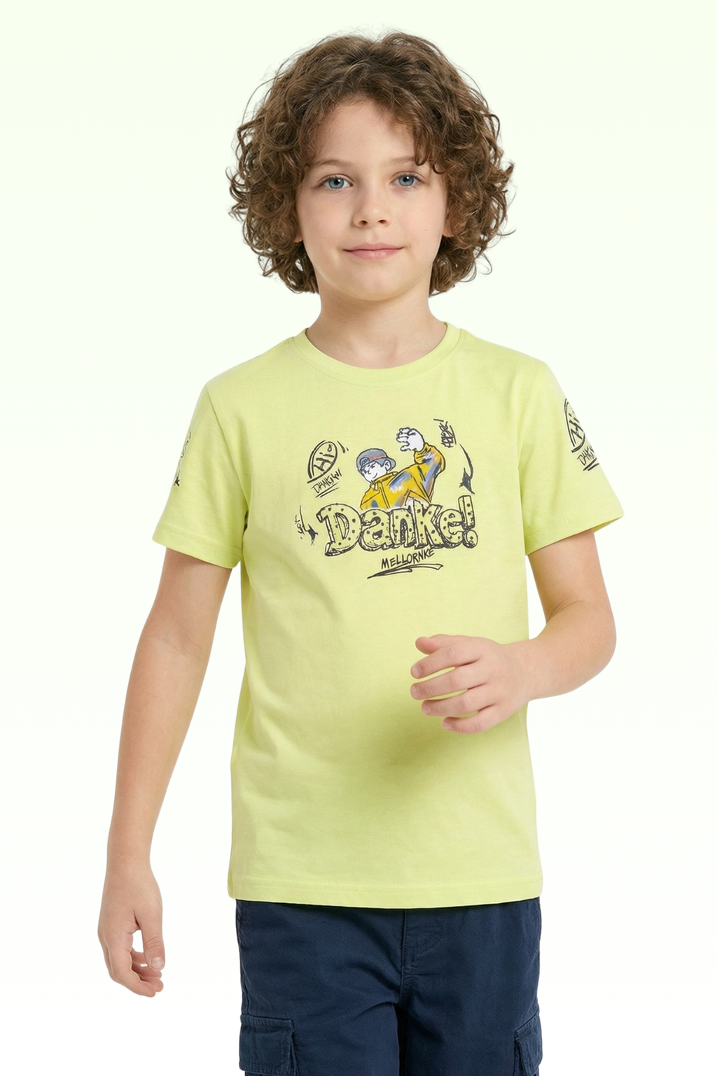 Neon Yellow Printed T-shirt for Boys