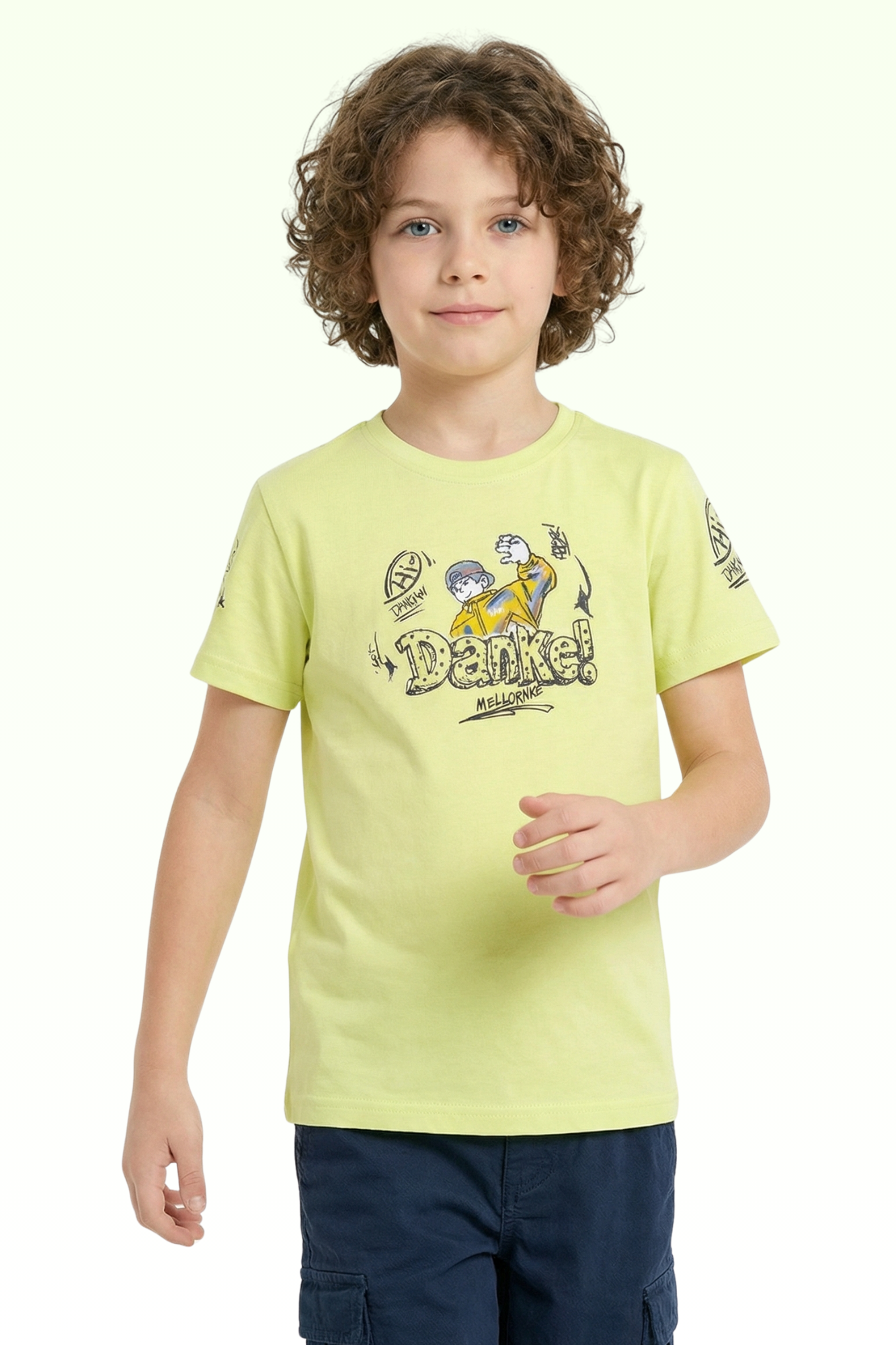 Neon Yellow Printed T-shirt for Boys