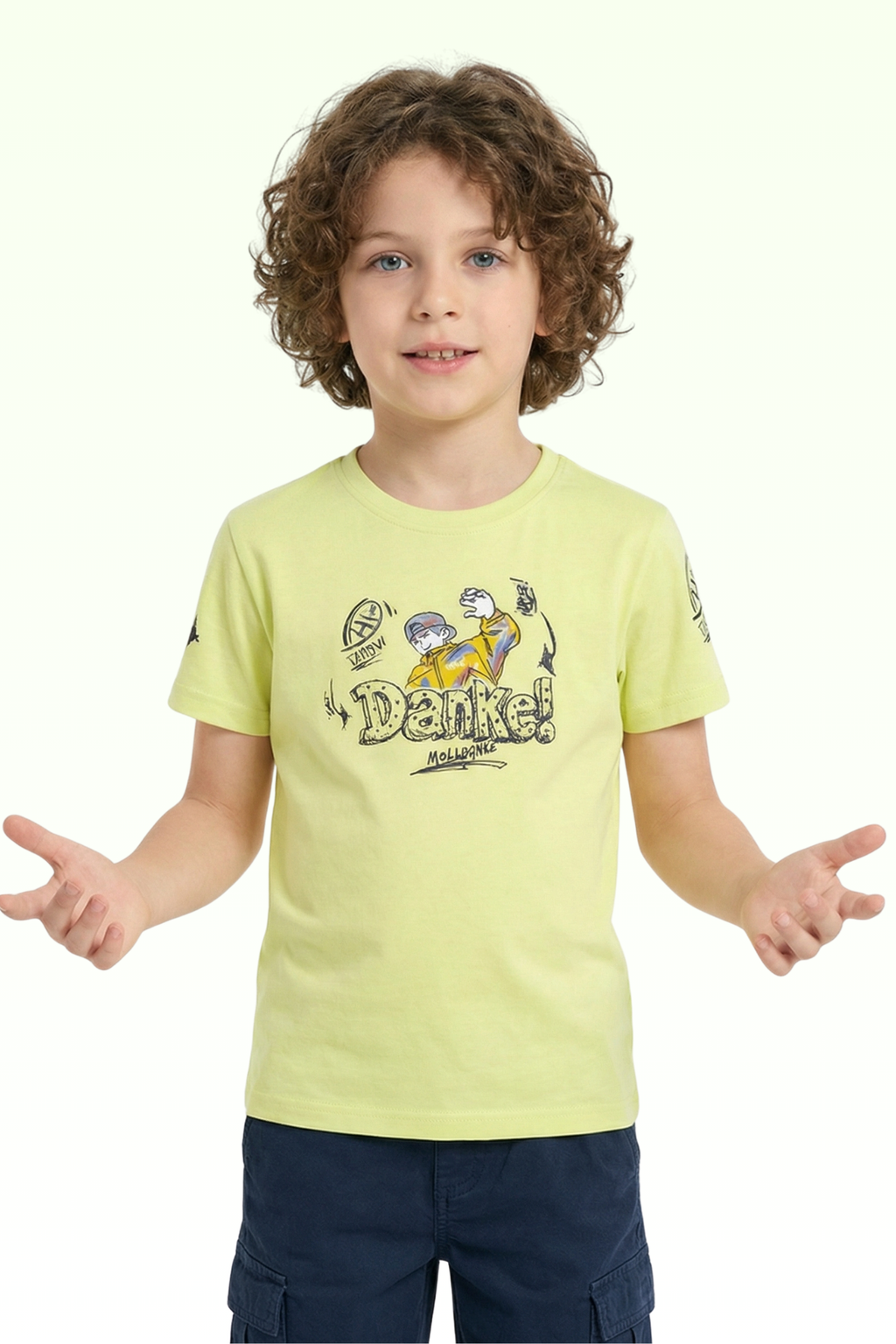 Neon Yellow Printed T-shirt for Boys
