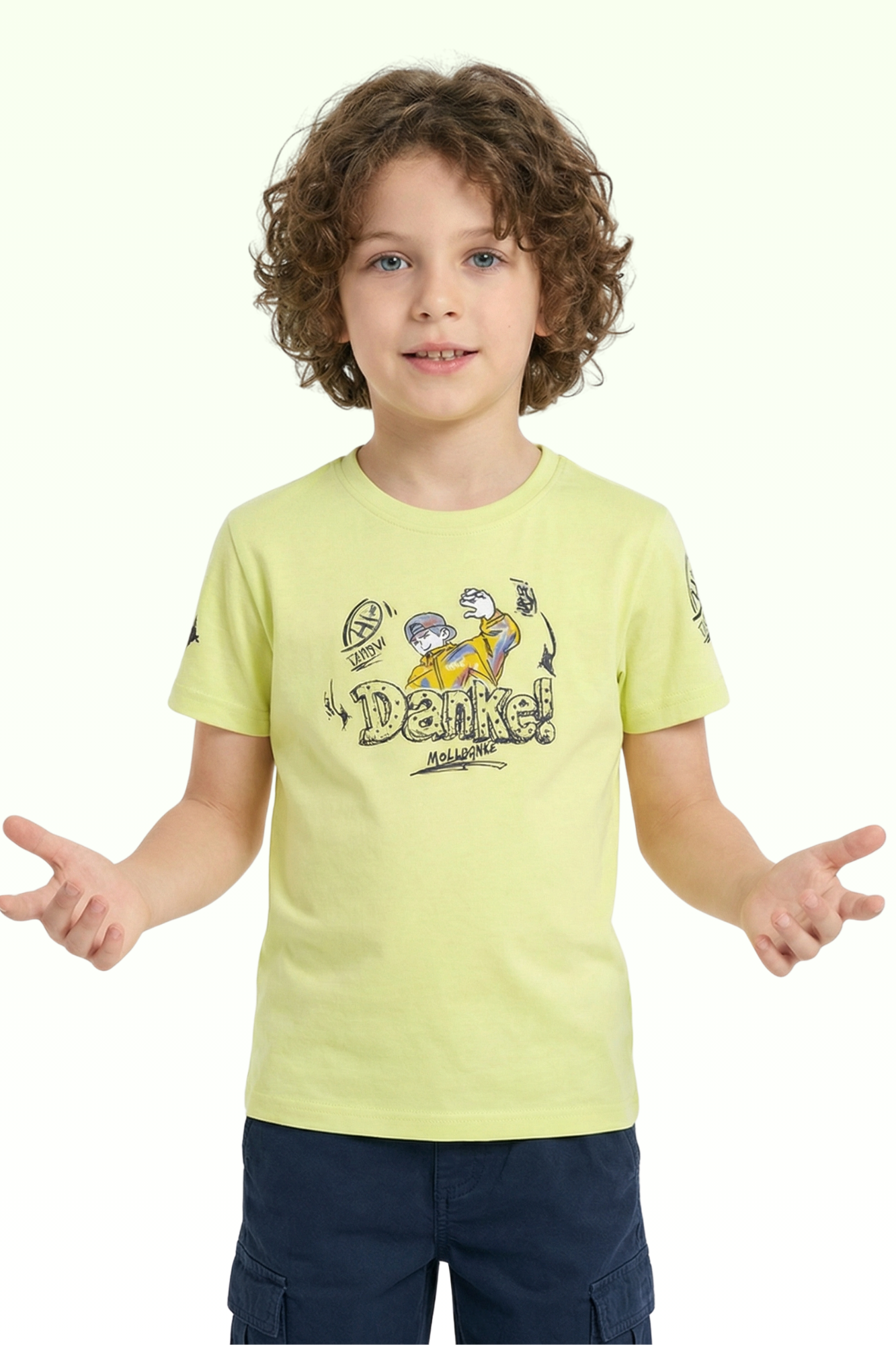 Neon Yellow Printed T-shirt for Boys
