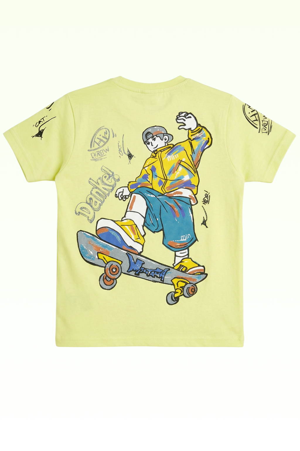 Neon Yellow Printed T-shirt for Boys