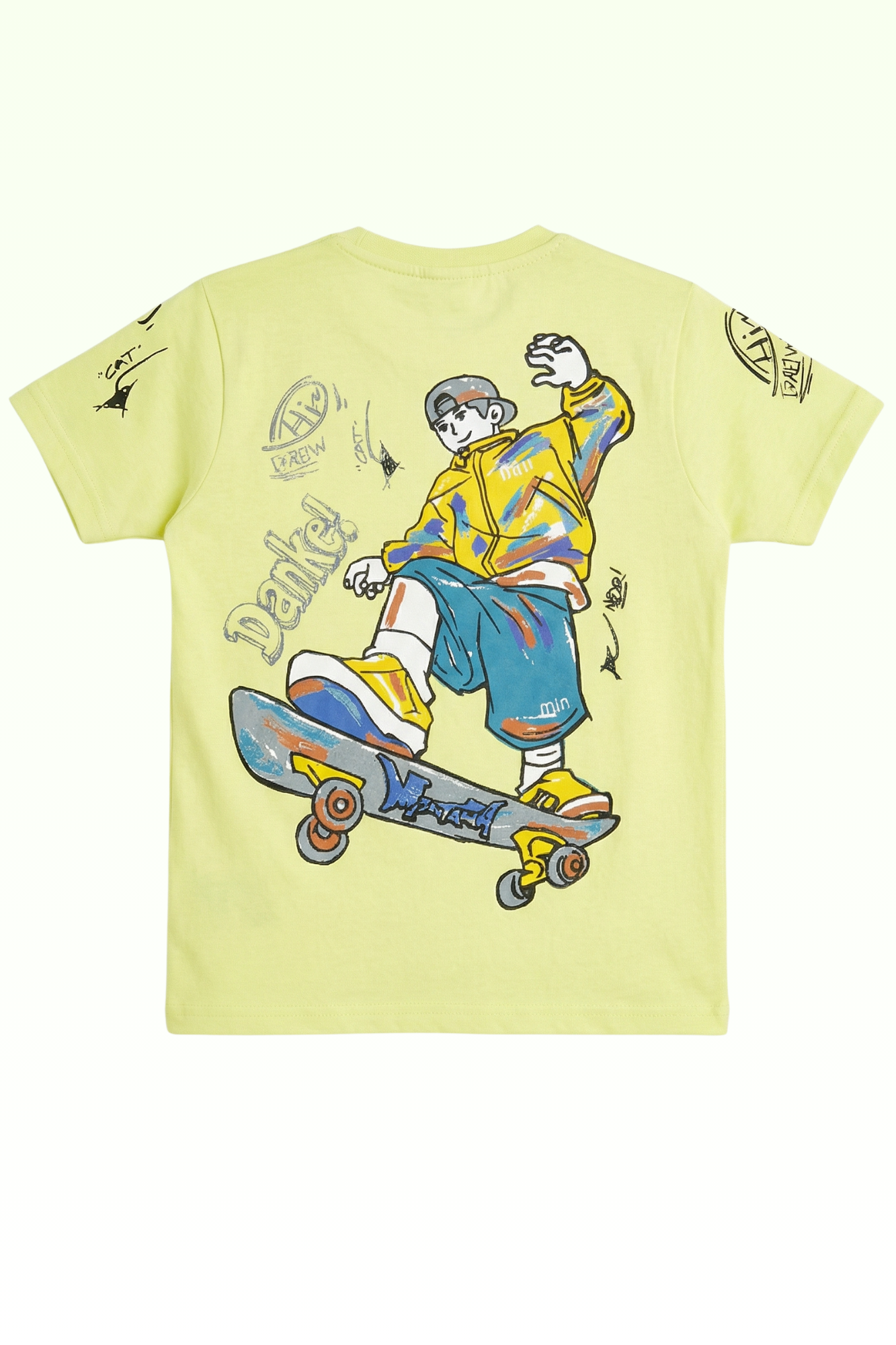 Neon Yellow Printed T-shirt for Boys