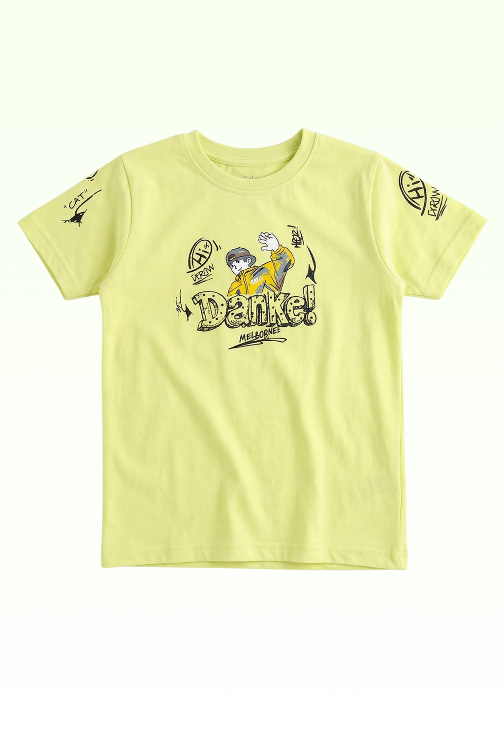 Neon Yellow Printed T-shirt for Boys