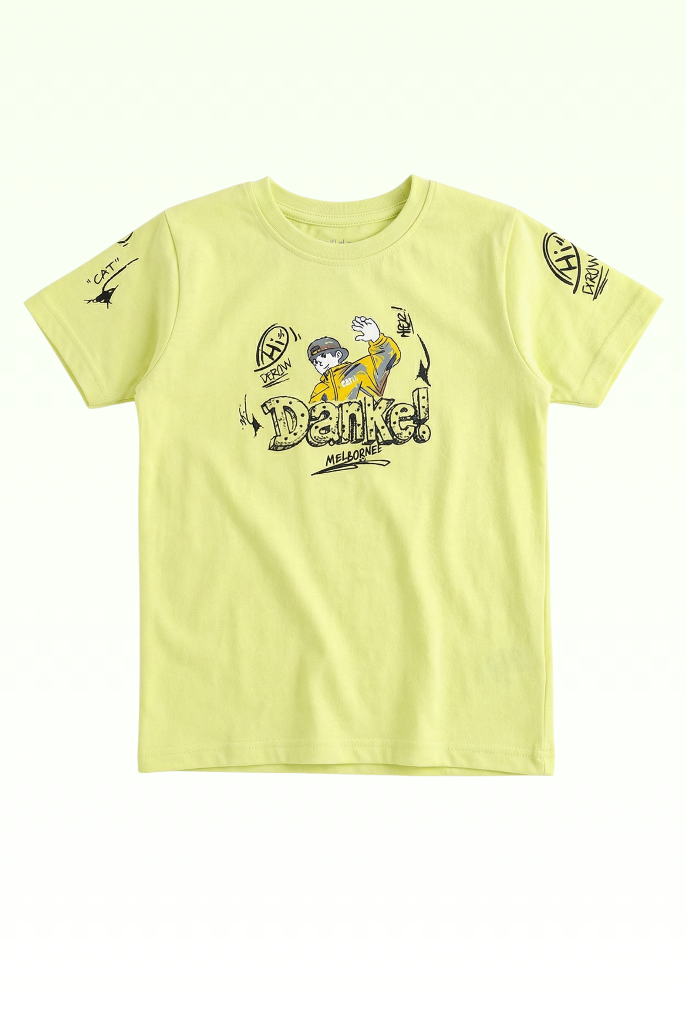 Neon Yellow Printed T-shirt for Boys