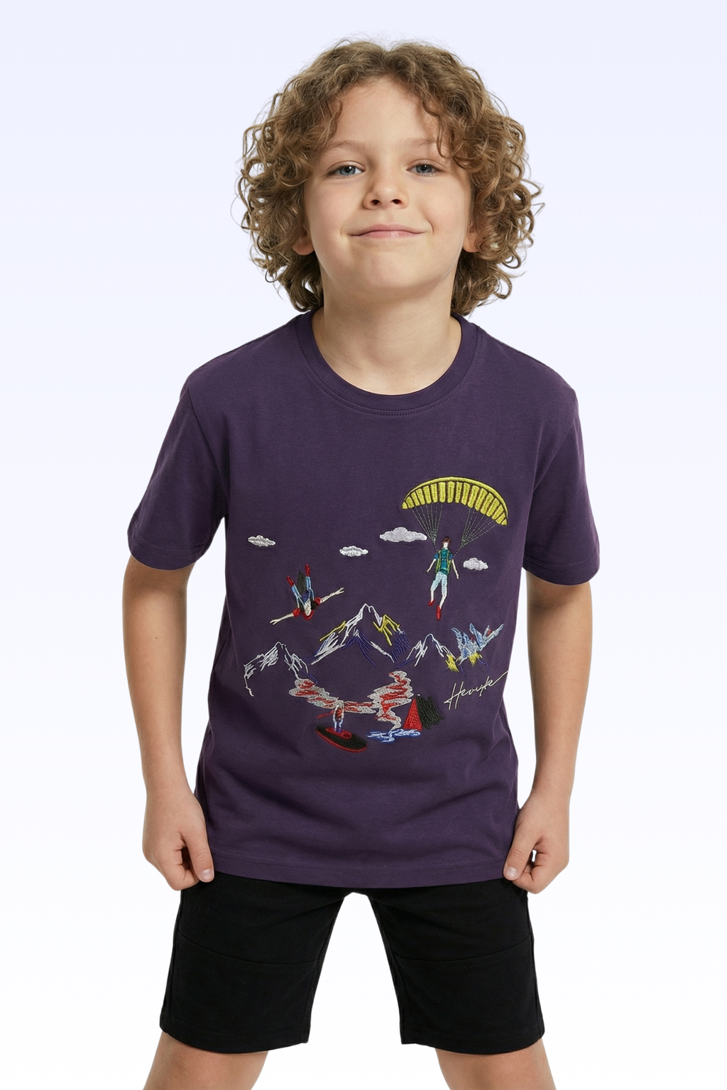 Purple Mountain Print T-shirt for Boys