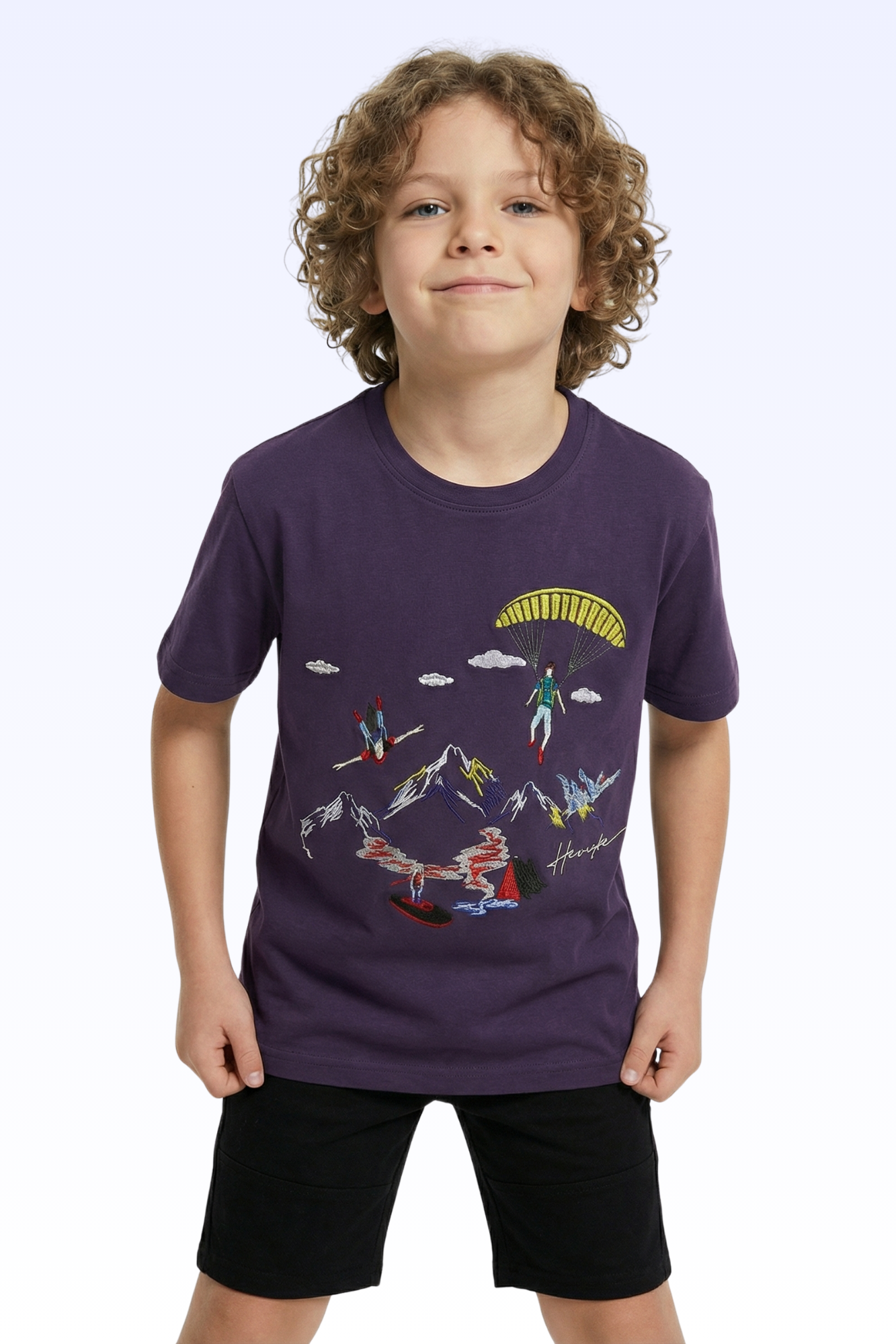 Purple Mountain Print T-shirt for Boys