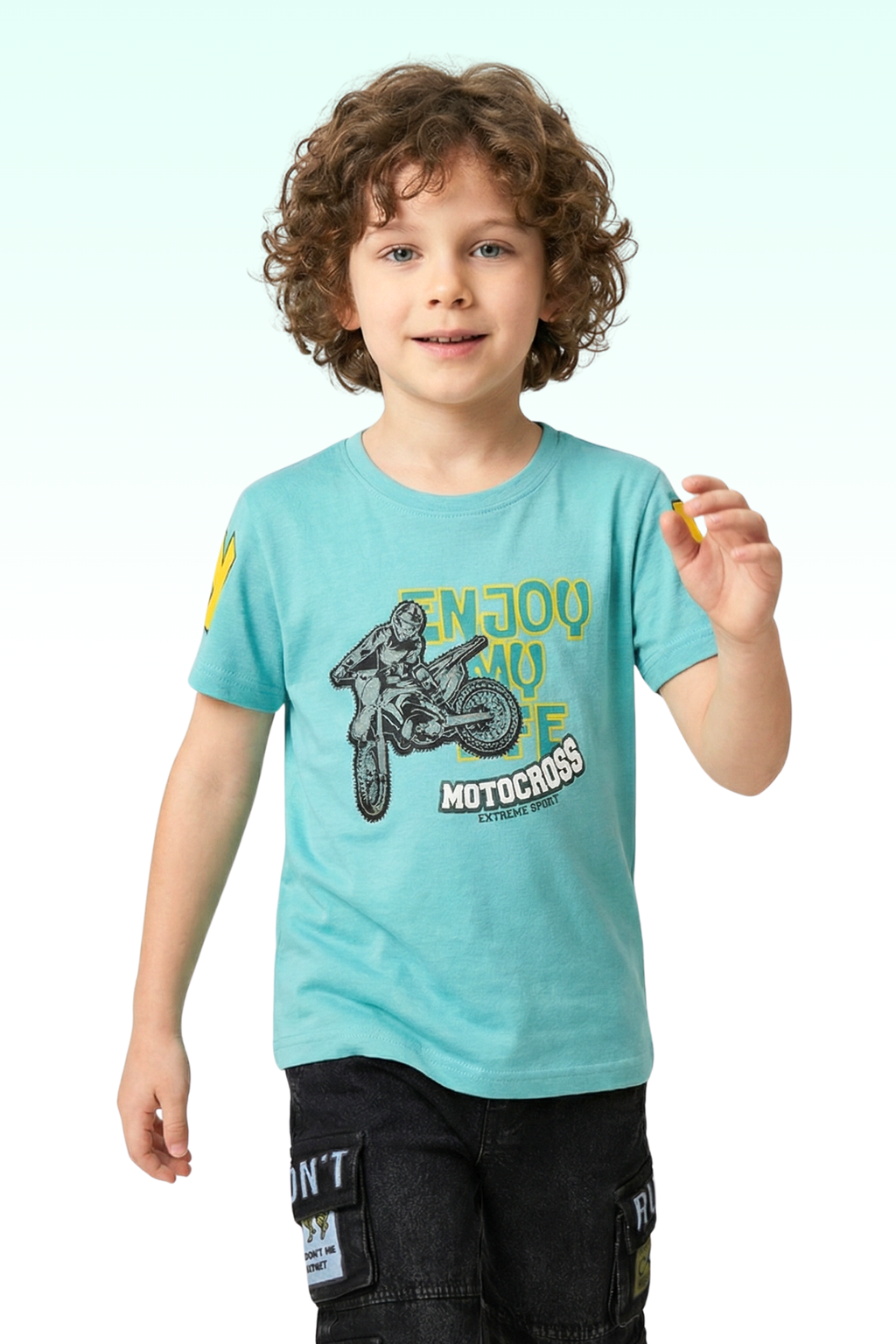 Sky Blue Graphic Print T-shirt for Boys