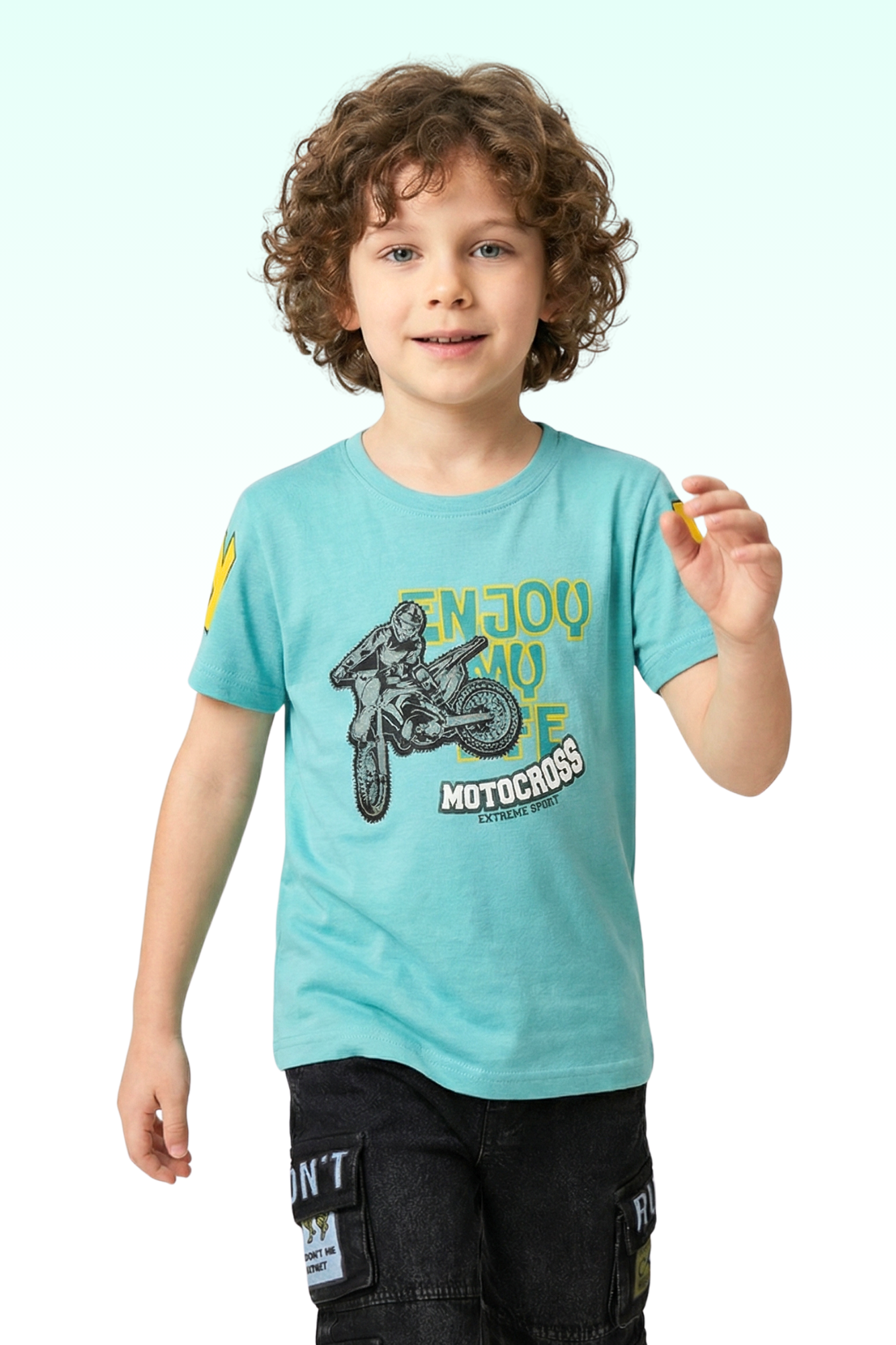 Sky Blue Graphic Print T-shirt for Boys