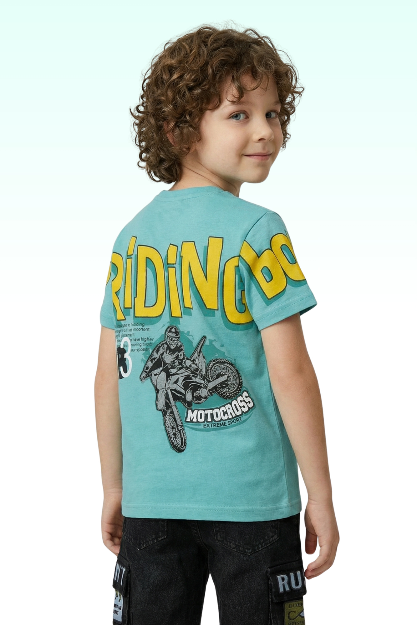 Sky Blue Graphic Print T-shirt for Boys