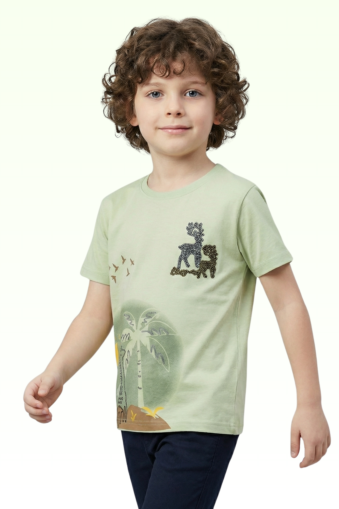 Green Graphic Print T-shirt for Boys